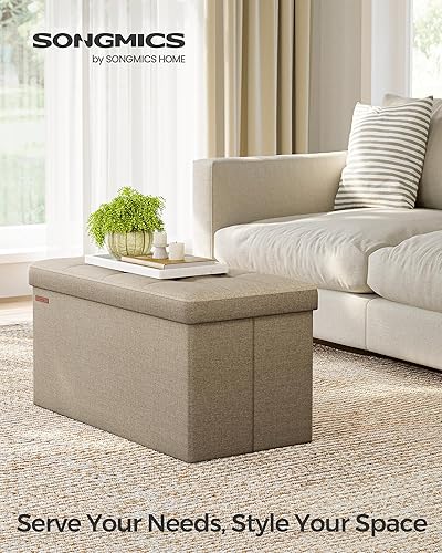 Miniatura 3 de SONGMICS Mazie Collection - Banco otomano plegable de almacenamiento de 30 pulgadas, reposapiés otomano, banco de extremo de cama, baúl de