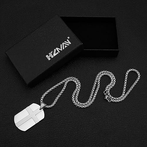Miniatura 6 de HZMAN Isaiah 4110 Jewelry, Stainless Steel cross Dog Tag Necklace STRENGTH Bible Verse