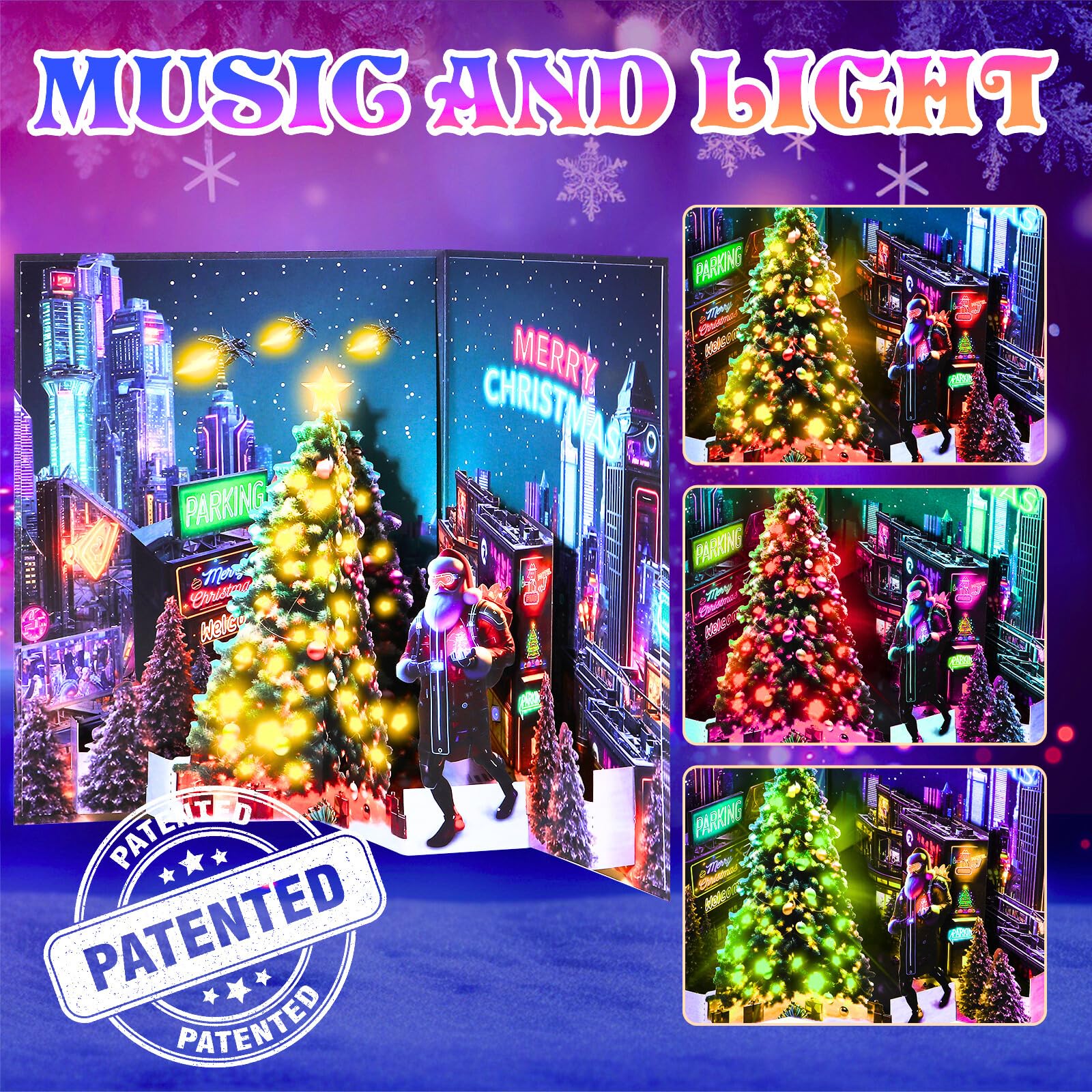 APOTODITO Tarjetas musicales de Navidad, tarjetas de Navidad únicas con música y luz, regalo Navidad, vacaciones, Año Nuevo, para mujeres, hombres, niños, familia, amigos, niños.