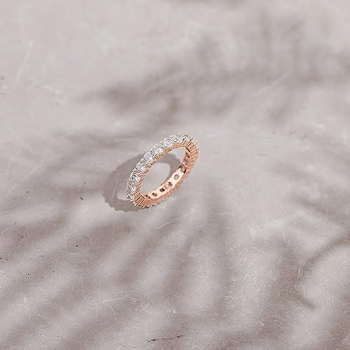 Miniatura 4 de PAVOI 14K Gold Plated Cubic Zirconia Stackable Eternity Ring 3.0mm Eternity Bands Gold Wedding Ring Band for Women Promise Ring for Couples