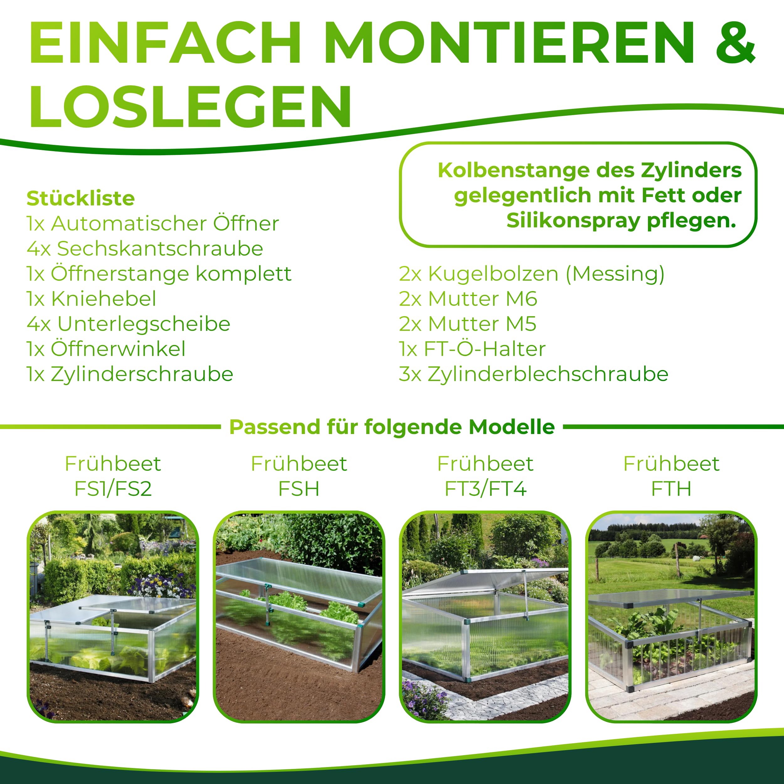 Beckmann automatischer Fensteröffner Frühbeet 7 kg Hubkraft Temperatur einstellbar Zubehör Gewächshaus