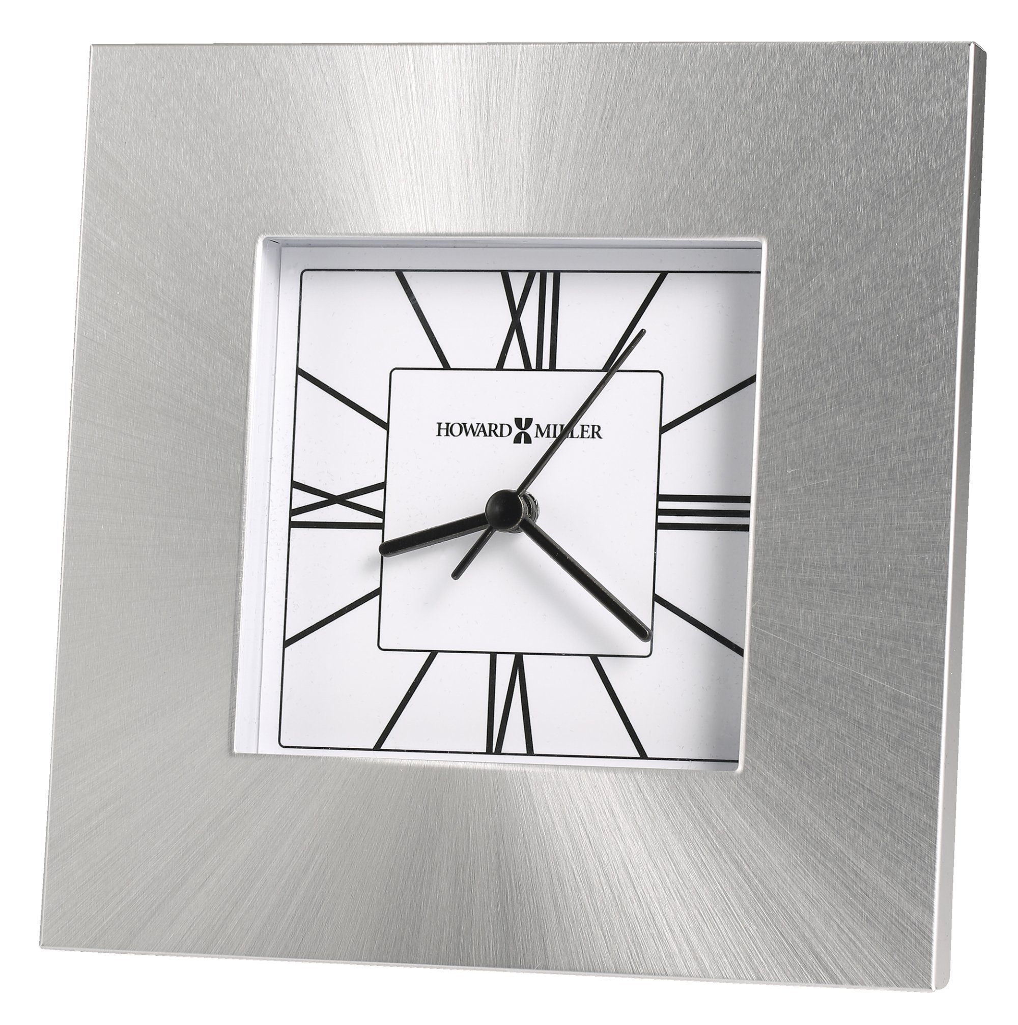 Howard Miller Kendal Table Clock 645-749 – Square Aluminium, Silver Finish, Modern Home Decor, Quartz Movement