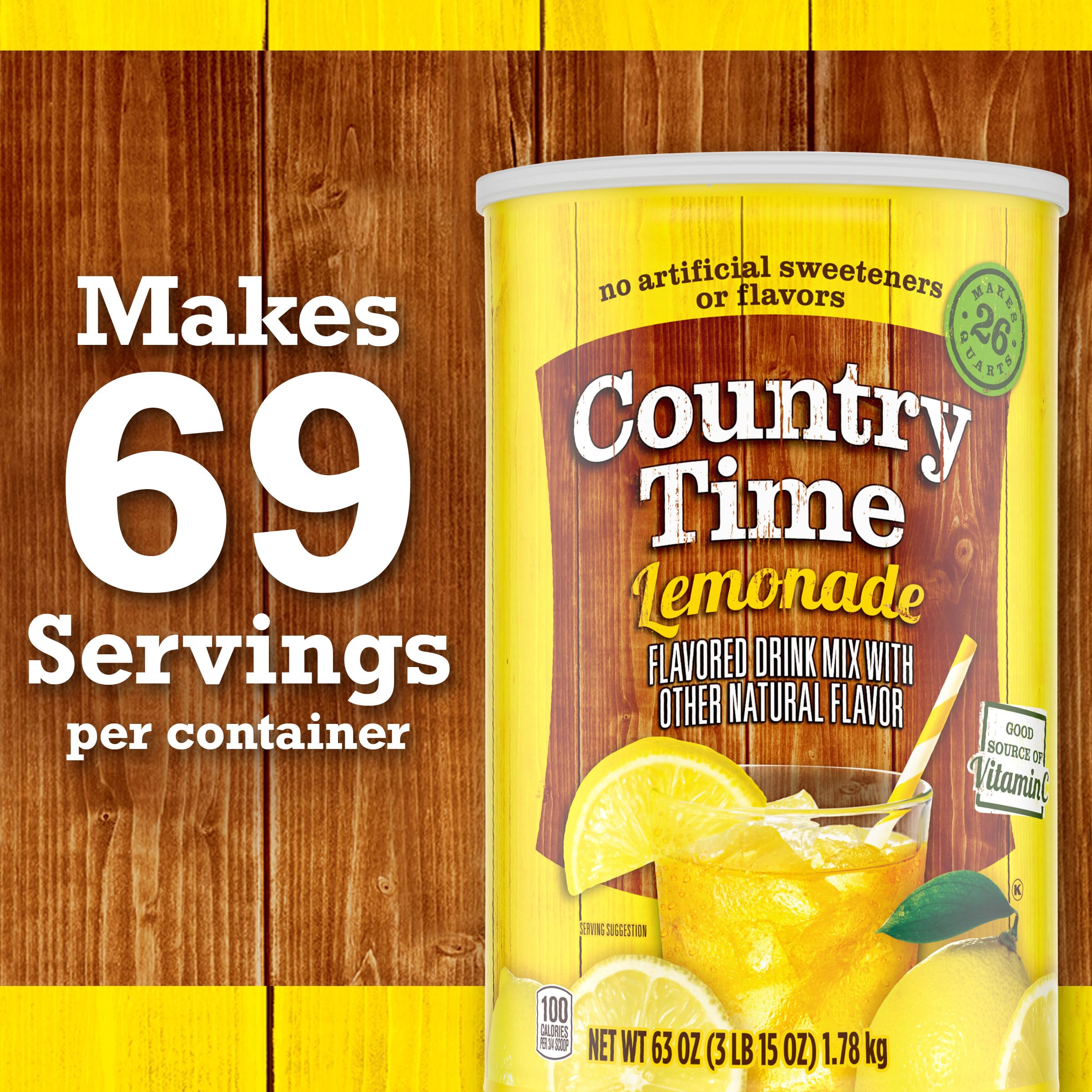 Country Time Mezcla de bebida con sabor a limonada, polvo de limonada, 1,78 kg