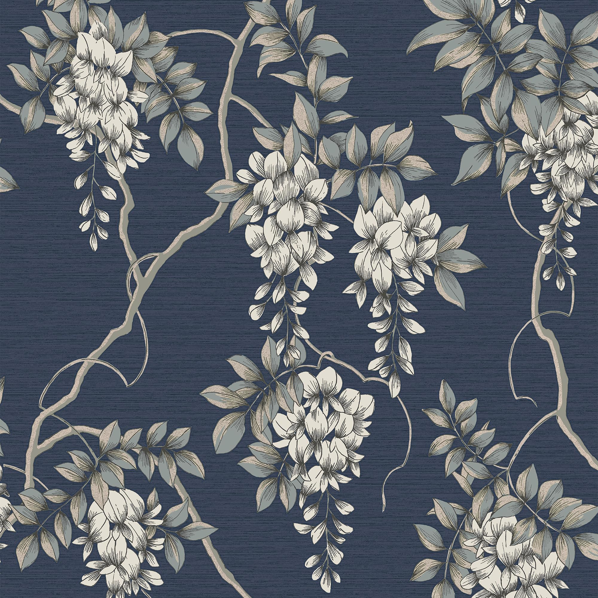 Superfresco Easy Unisex Navy Wisteria Floral Wallpaper 10000Mm_x_520mm