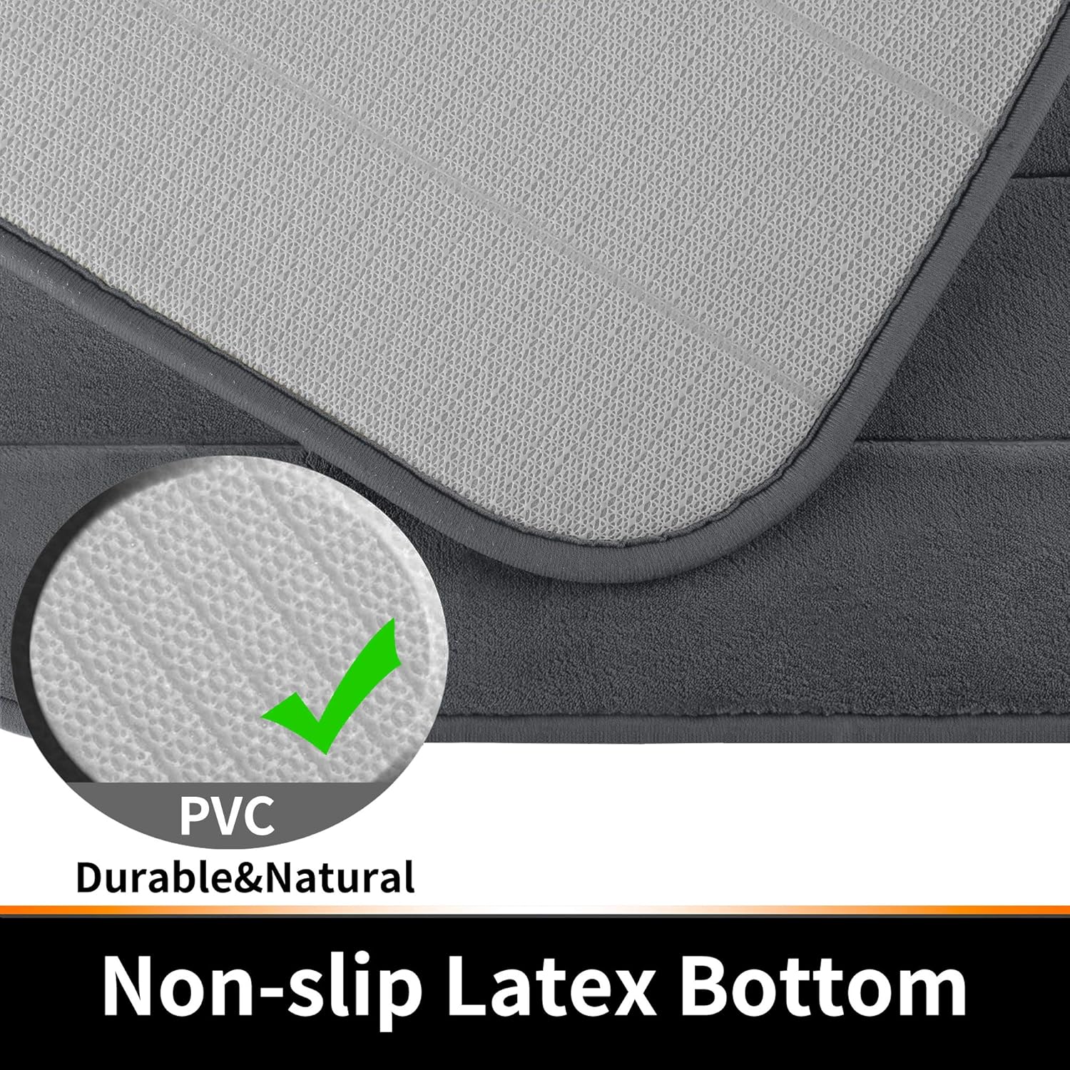 Yimobra Memory Foam Bath Mat Large Size 24 by 17 Inches + U-Shaped 24 X 20 Inches, Soft and Comfortable, Super Water Absorption, Non-Slip, Thick, Machine Wash, Bathroom Floor Rug