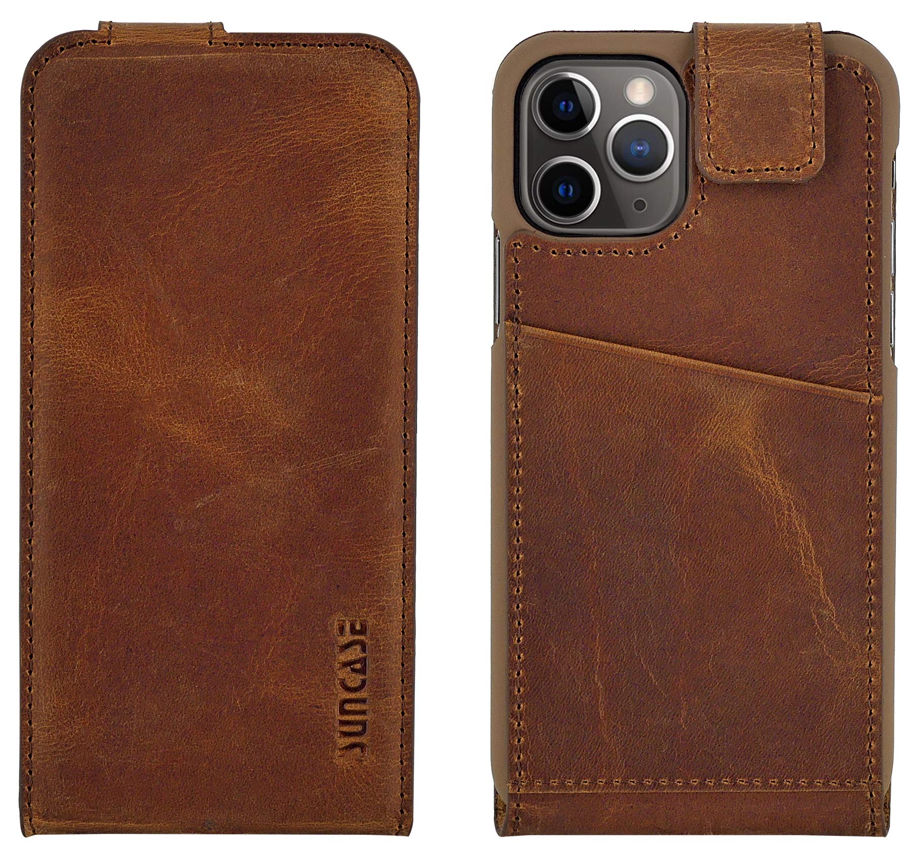 Custodia A Libro In Pelle Suncase Per IPhone 11 Pro Max (6,5'') Colore Caffè Anticato – Con Porta Carte - 5