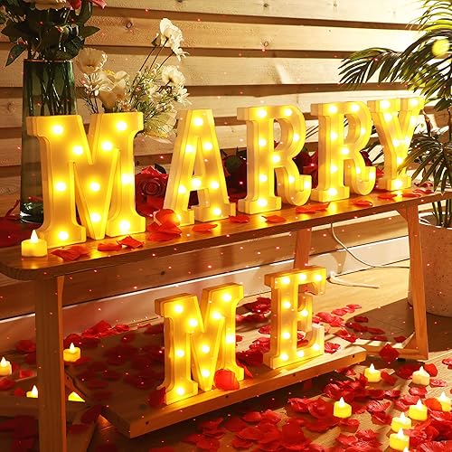 Miniatura 2 de 4080 piezas de letrero de propuesta de decoración de propuesta con 72 velas románticas de corazón, 4000 pétalos de rosa, luz nocturna romántica USB