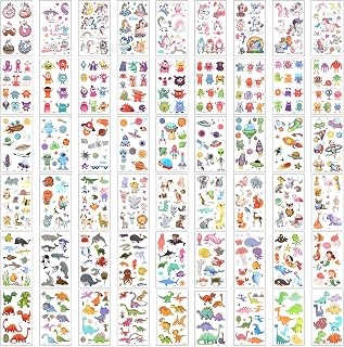KLEBREIS 60 Sheets Temporary Tattoos for Kids, Fake Children Temporary Tattoos Waterproof Cute Tattoo Stickers, Including Dinosaur Animal Tattoo Unicorn Stickers for Party Birthday Gift