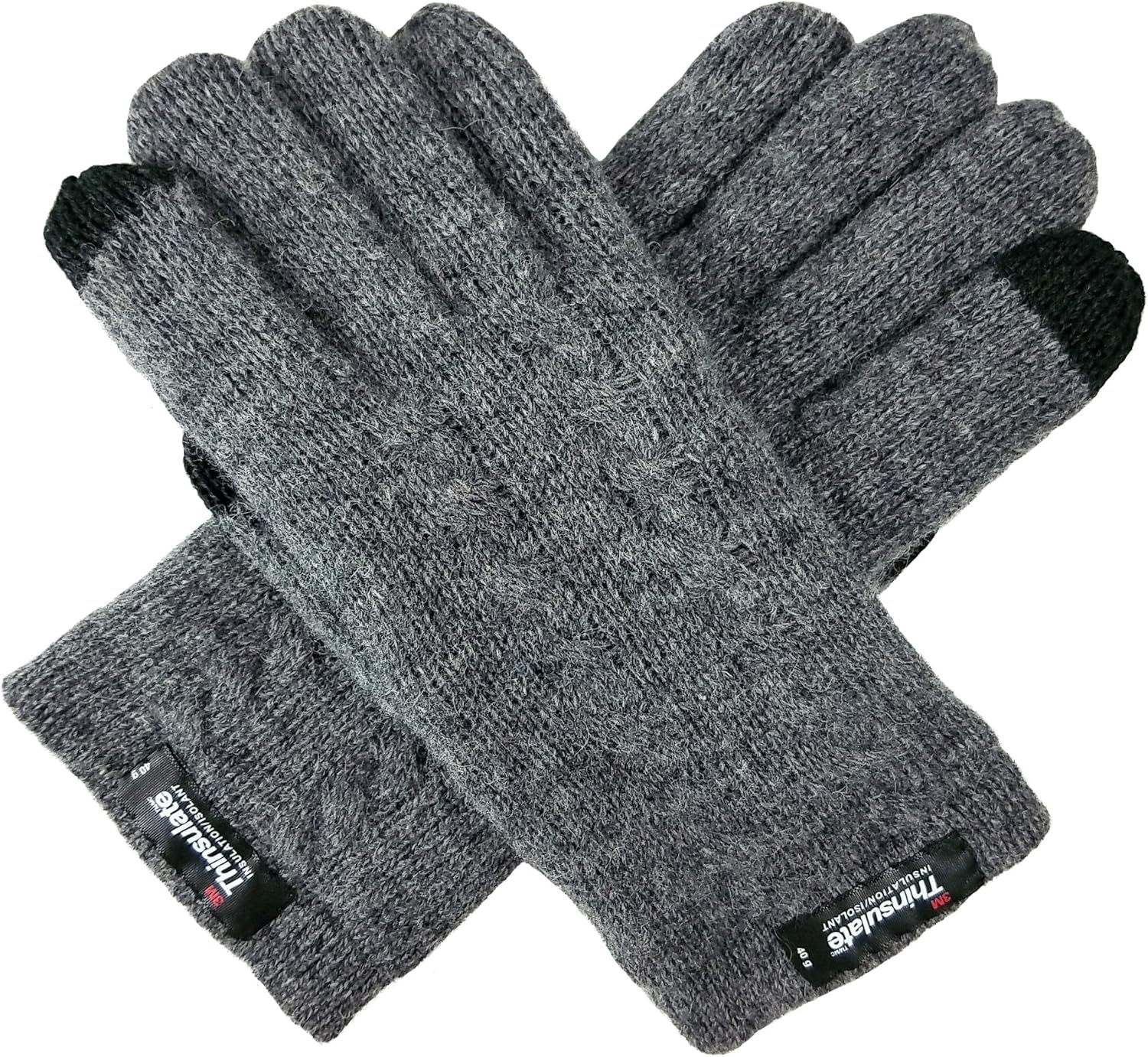BRUCERIVER Ladie's Pure Wool Knit Gloves with Thinsulate Lining and Cable design