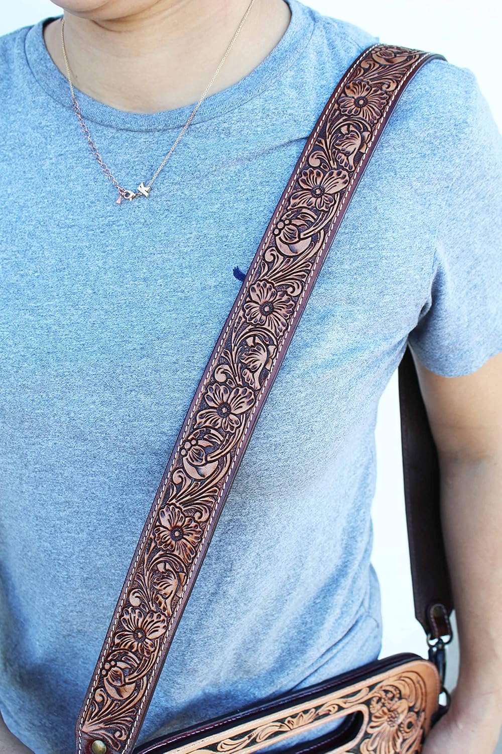 CHALLENGER ウエスタン フローラル トゥール レザー 交換用 ショルダー ストラップ バッグ パース トート 115FK0