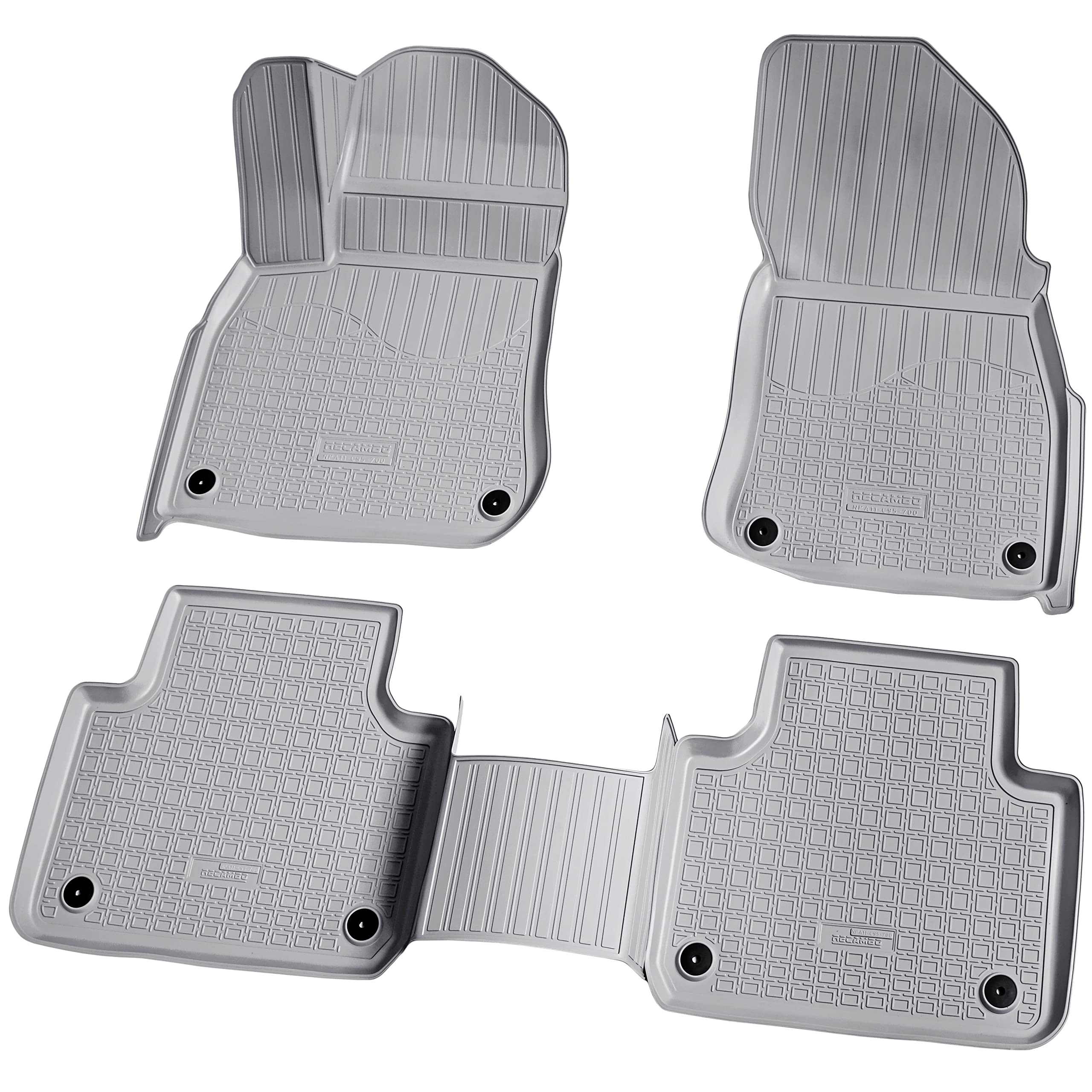 Recambo 3D Gummi Fußmatten kompatibel für VW Touareg | Typ CR7 | BJ ab 2018> | Auto Gummimatten | Passgenau | mit Rand | grau