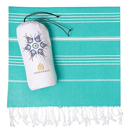 CASAVERSE Turkish Beach Towel, 100% Cotton Quick Dry Sand Free Beach Towels, Travel Turkish Towel