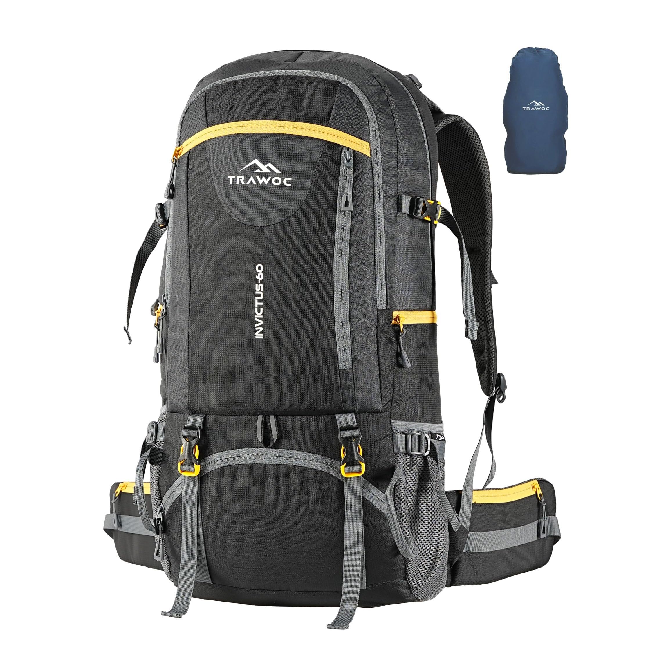 TRAWOC INVICTUS 60L Travel Backpack Hiking Trekking Bag Camping Rucksack for Men & Women with Rain Cover/Shoe Compartment MHK003, 3 year Warranty