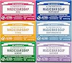 Dr. Bronner's Pure-Castile Magic Bar Soaps (5 Ounce Variety Gift Pack) Almond, Unscented, Lavender, Peppermint, Citrus, Rose - Made with Regenerative Organic Certified Oils, Vegan, Non-GMO