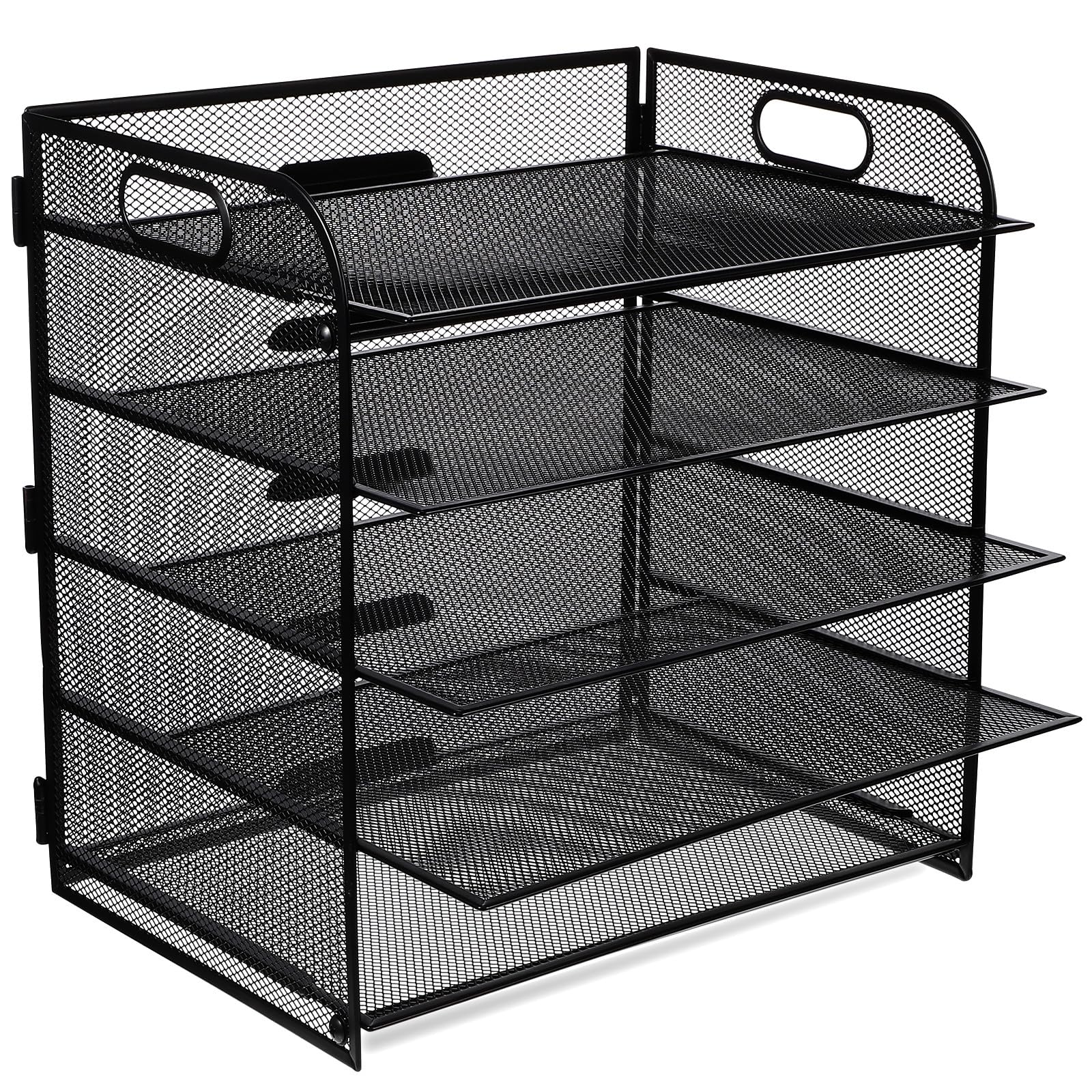 jojofuny Organizer Documenti Scrivania a 5 Livelli in Acciaio al Carbonio Nero, Portadocumenti da Tavolo Resistente e Portatile per Ufficio Desktop