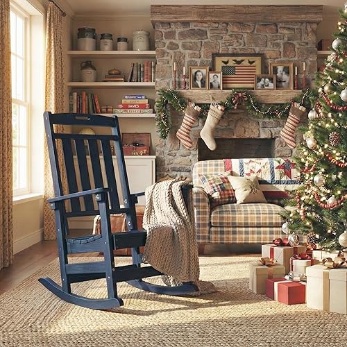 Miniatura 4 de Juego de 2 mecedoras para exteriores, de gran tamaño, HDPE resistente a todo tipo de clima, respaldo alto de 31.5 pulgadas, asiento profundo de 21.5