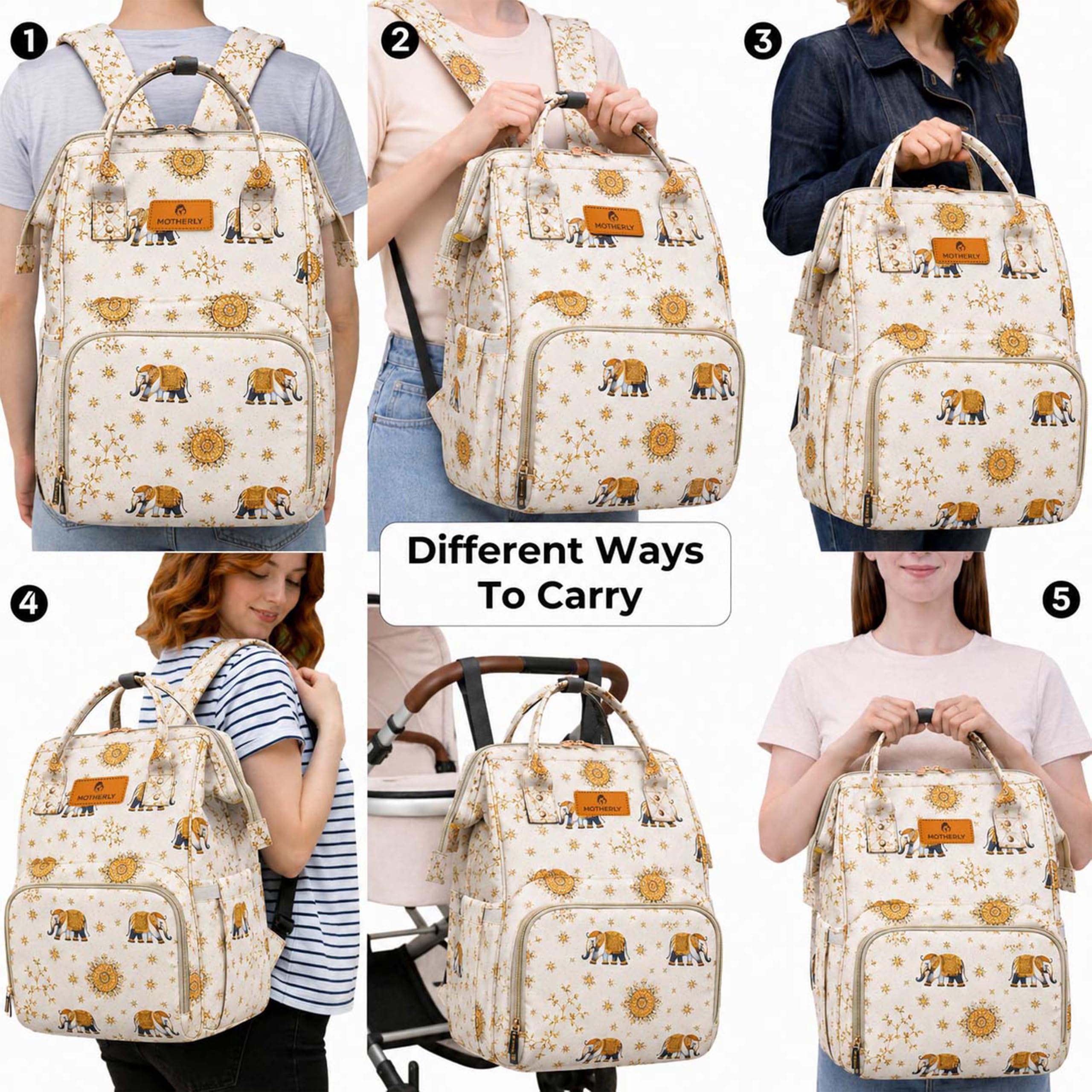 Motherly Patented Diaper Bag Backpack for Moms | Waterproof Baby Travel & Maternity Bag | Spacious Nappy Bag with Multiple Compartments, Insulated Bottle Pockets & Warranty (Elegnat, Unicorn Grey 2) 4
