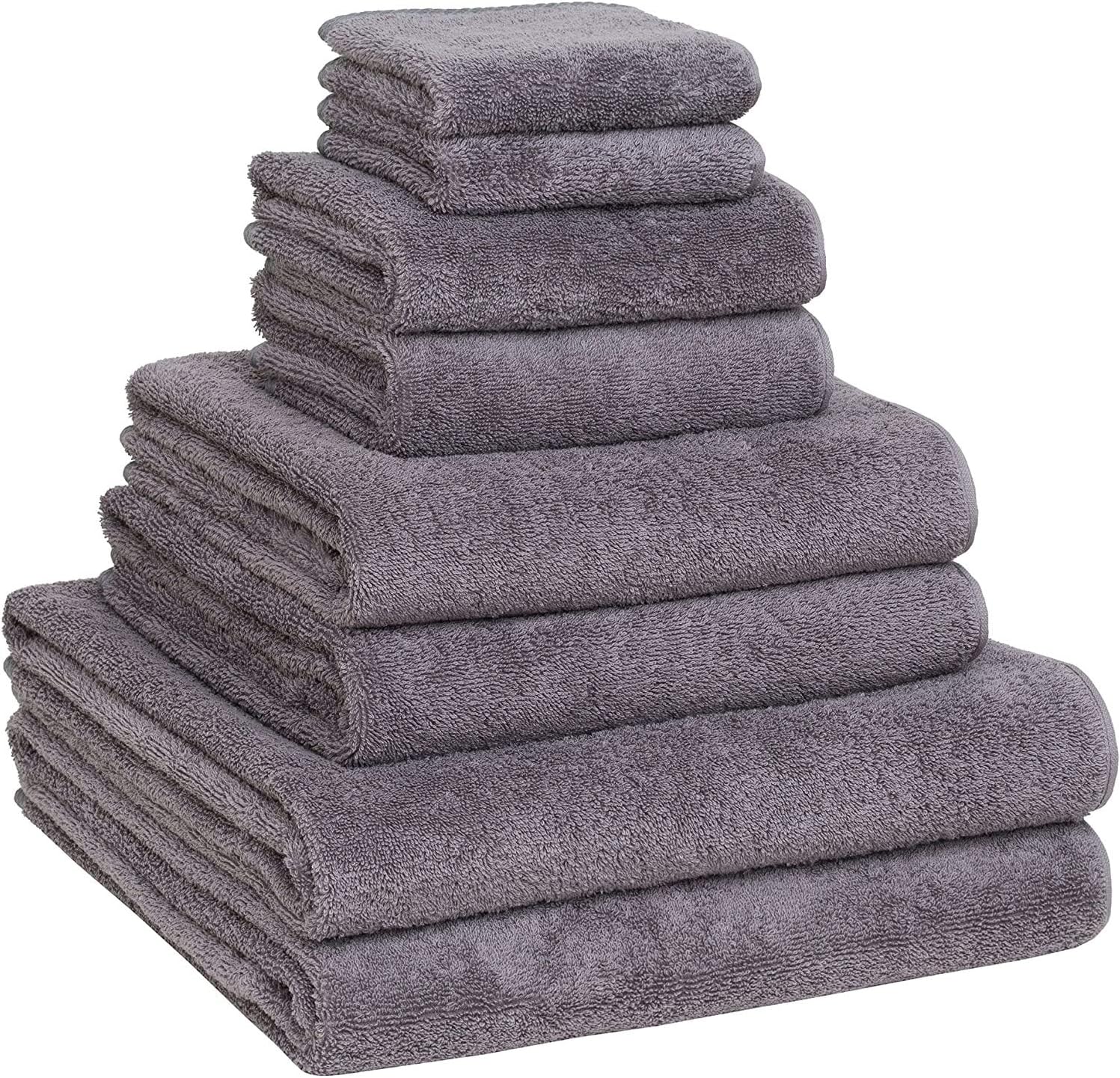 Home&Plan 8-Piece Premium Towel Set,%100 Turkish Cotton, 4 Bath Towels 2 Hand Towels and 2 Wash Cloths, Super Absorbent Ultra Soft Luxury Towels for Bathroom, Hotel, Gym and Spa - Grey