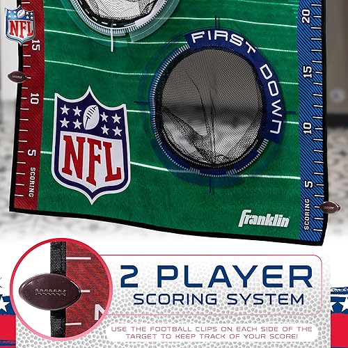 Miniatura 7 de Franklin Sports NFL - Mini juego de tiro de fútbol americano  NFL Door Jam Football Over The Door Target + (4) mini bolas  Juego de lanzamiento de 3