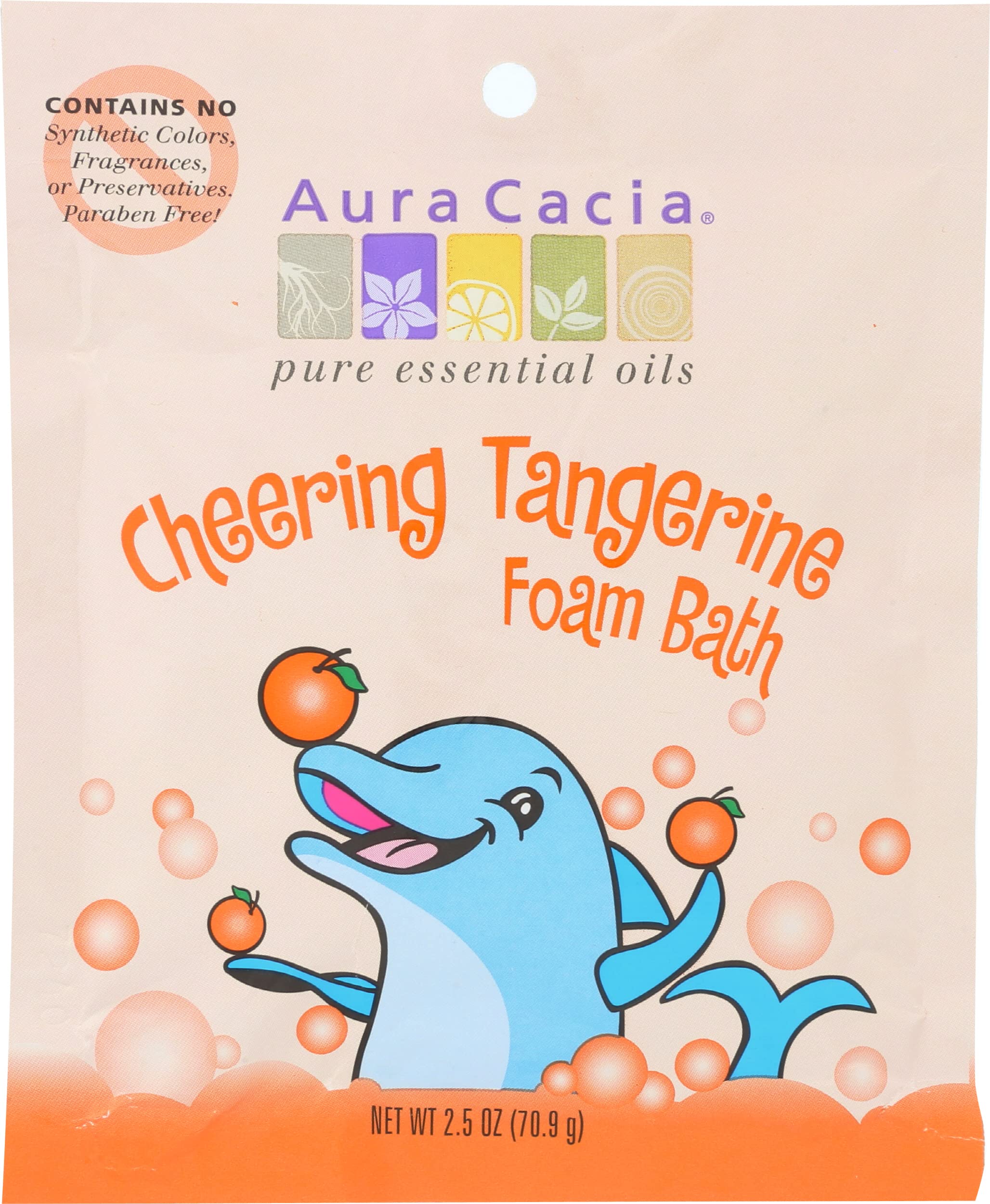 Aura Cacia Cheering Foam Bath Tangerine And Sweet Orange Essential Oils, 2.5 ounce Pack of 6