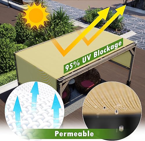 Miniatura 2 de ColourTree Cubierta de repuesto para toldo de pérgola marrón, 8 pies de ancho x 16 pies de largo, tela de grado comercial de 260 GSM para patio al