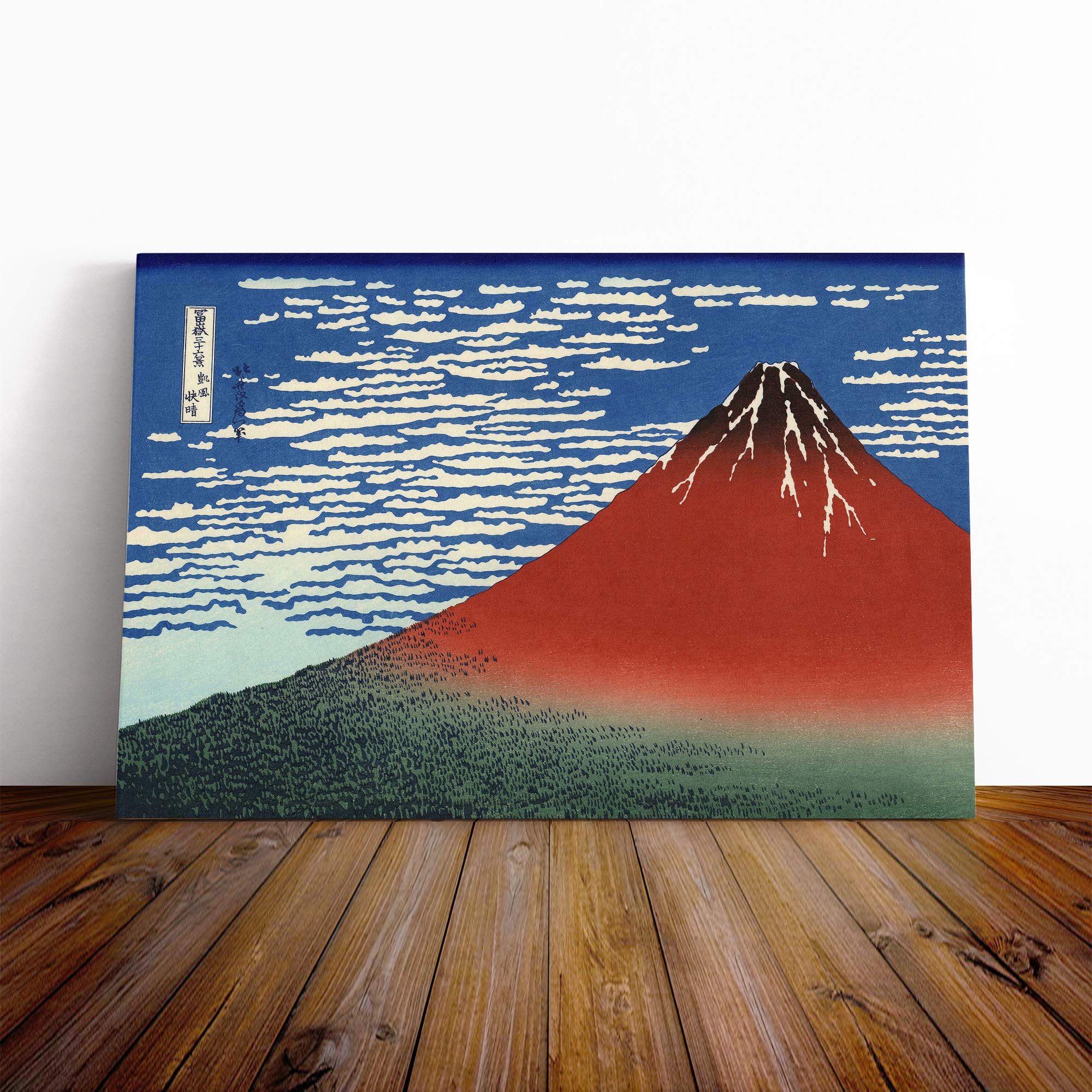 Hokusai Japanese Oriental Red Fuji Canvas Print | Gallery Wrapped 30mm Frame Wall Art | 24x16 inches | Ready to Hang | Asian Picture | Living Room Bedroom Lounge Office