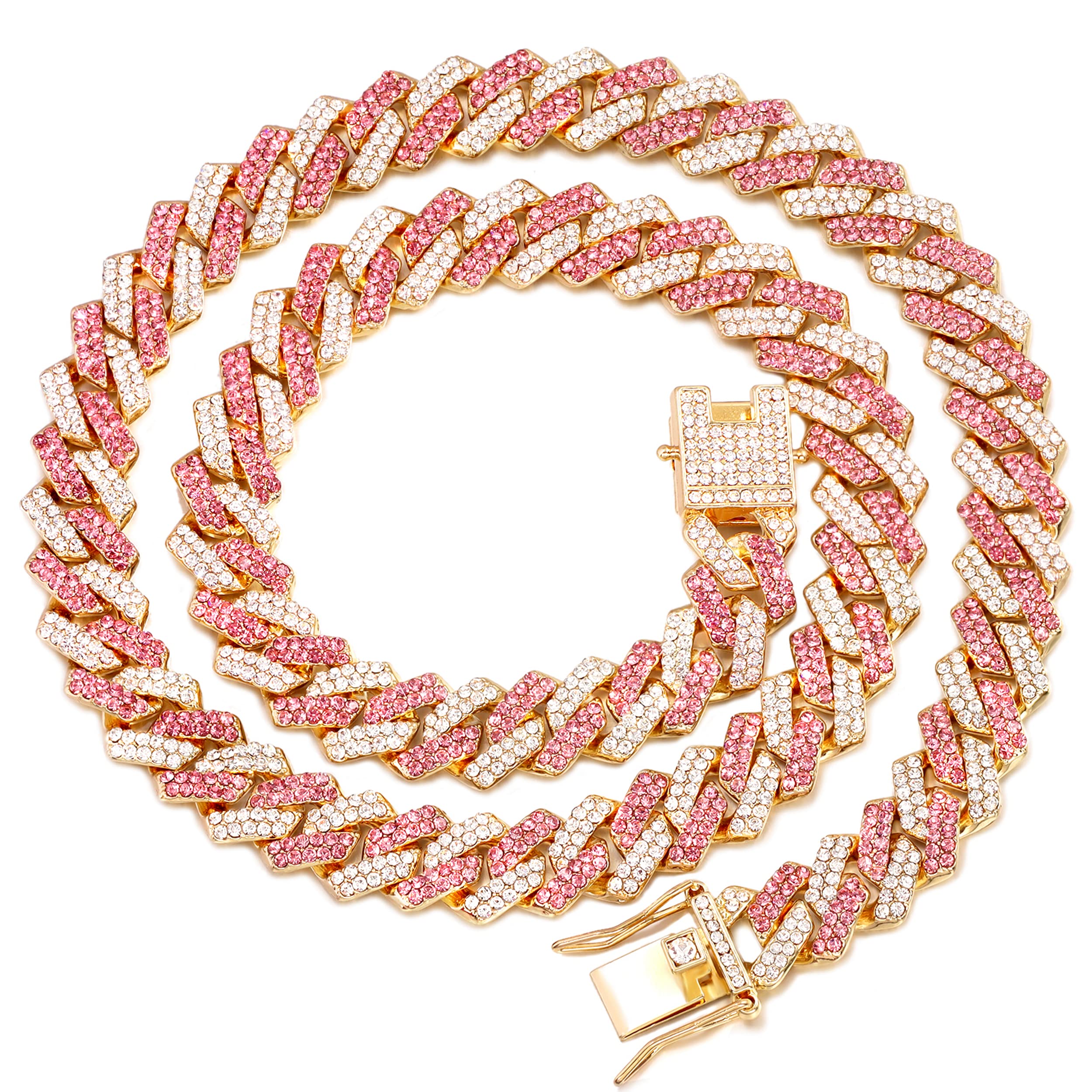 Collier cubain en diamant pour chien avec boucle de sécurité anti-ouverture 61 cm