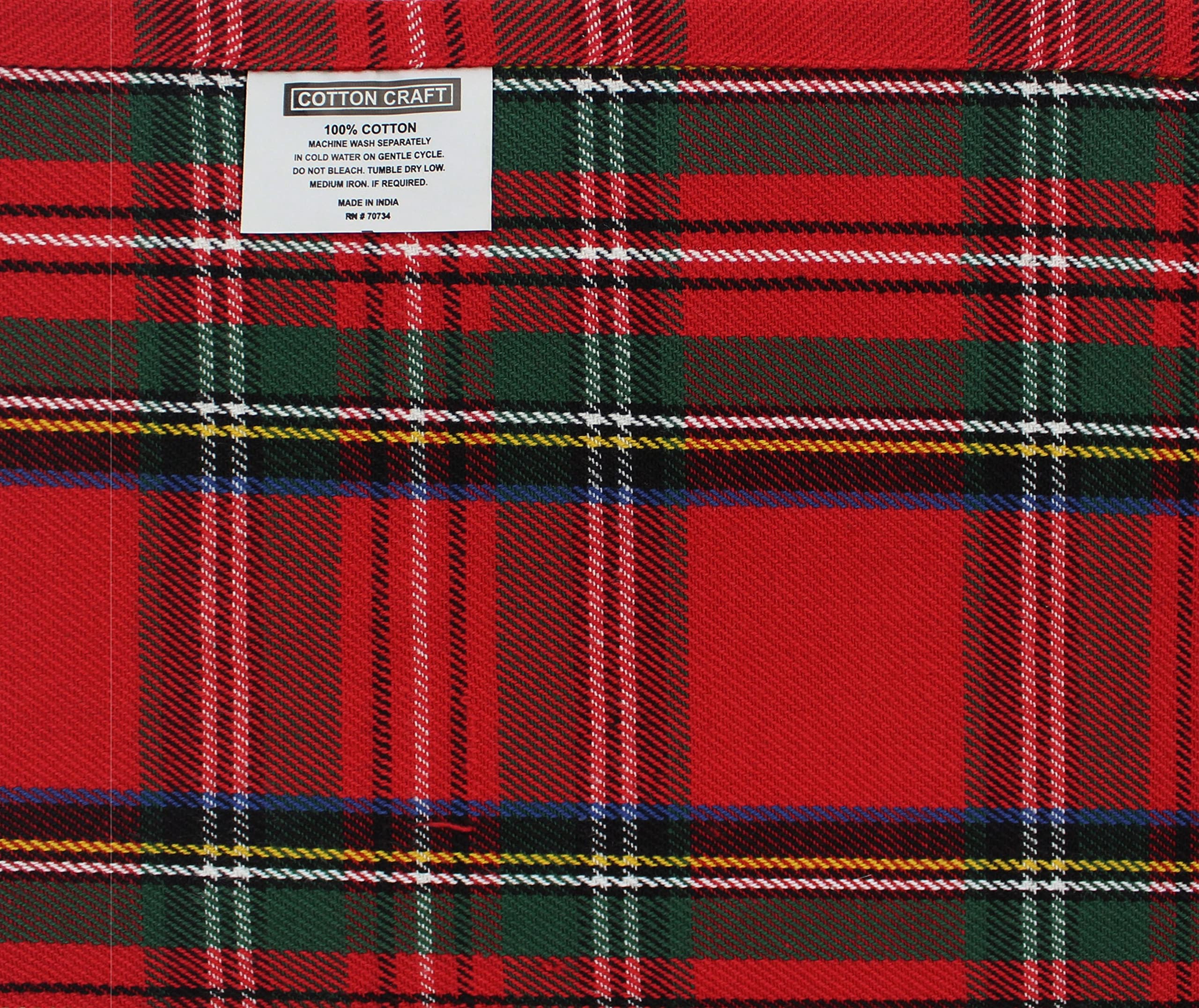 Cotton Craft WeihnachtsServietten, kariert, 100% Baumwolle, Stoffservietten, Weihnachten, Urlaub, Mittagessen, Brunch, Abendessen, Party, Festliche Feier, papierlose, Wiederverwendbare, waschbare