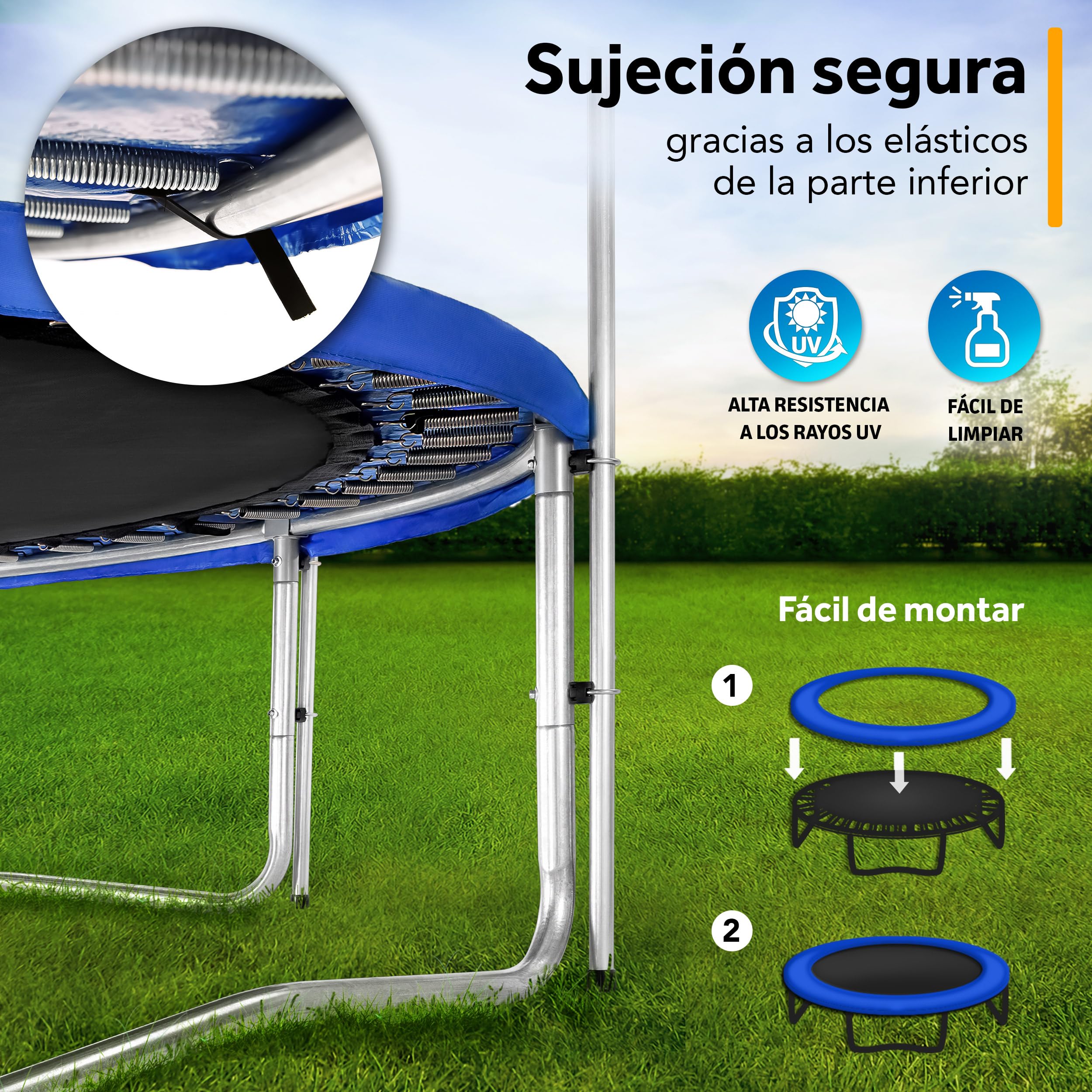 KIDUKU® Cubierta Protectora para Bordes de Cama elástica Cojín para resortes de trampolín 244 305 366 427 cm