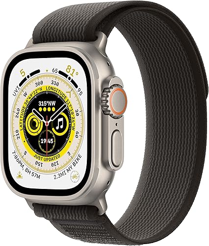 Apple Watch Ultra GPS + celular de 1.929in - Funda de titanio con bucle negro y gris, ML (renovado)