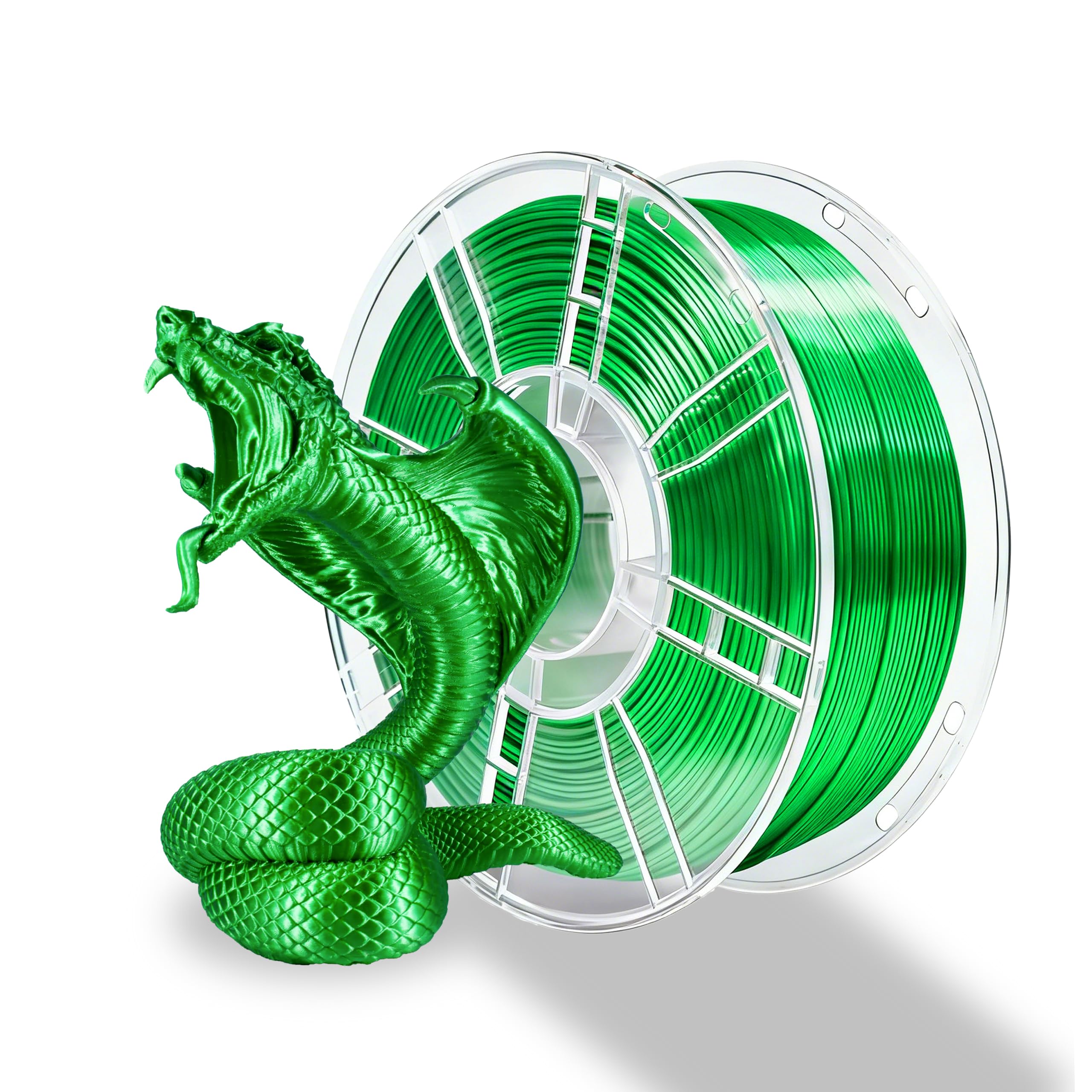 iBOSS 3D Printer Silk Filament, Shiny Silk PLA+ Filament 1.75mm, Smooth Silky Surface PLA Plus, Great Easy to Print for 3D Printers, Dimensional Accuracy +/- 0.02mm, Silk Green 1KG