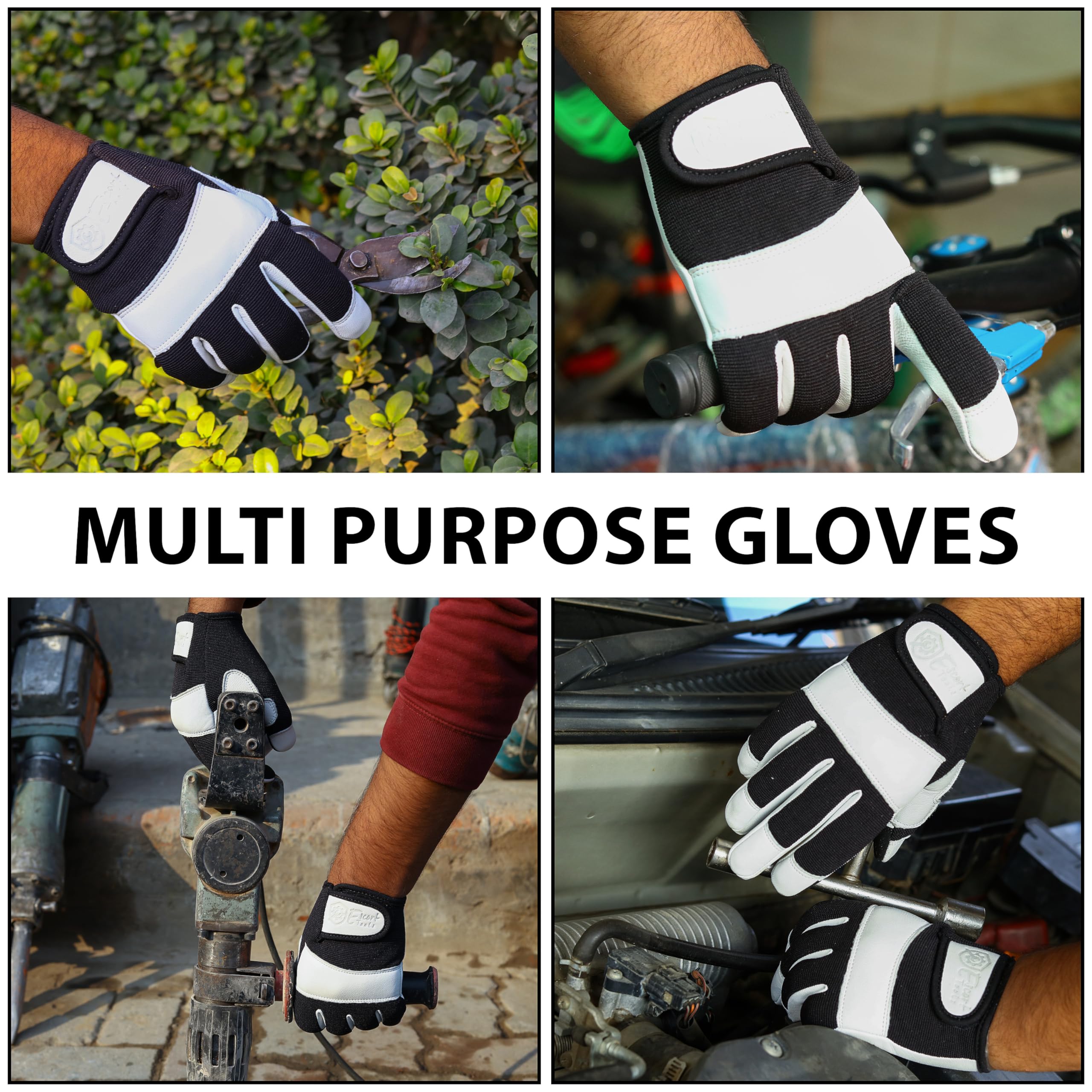 Escort Tools® Heavy Duty Leather Gardening Work Gloves, Thorn Proof, Touch Screen, Utility Safety Working Gloves Breathable - Image 4