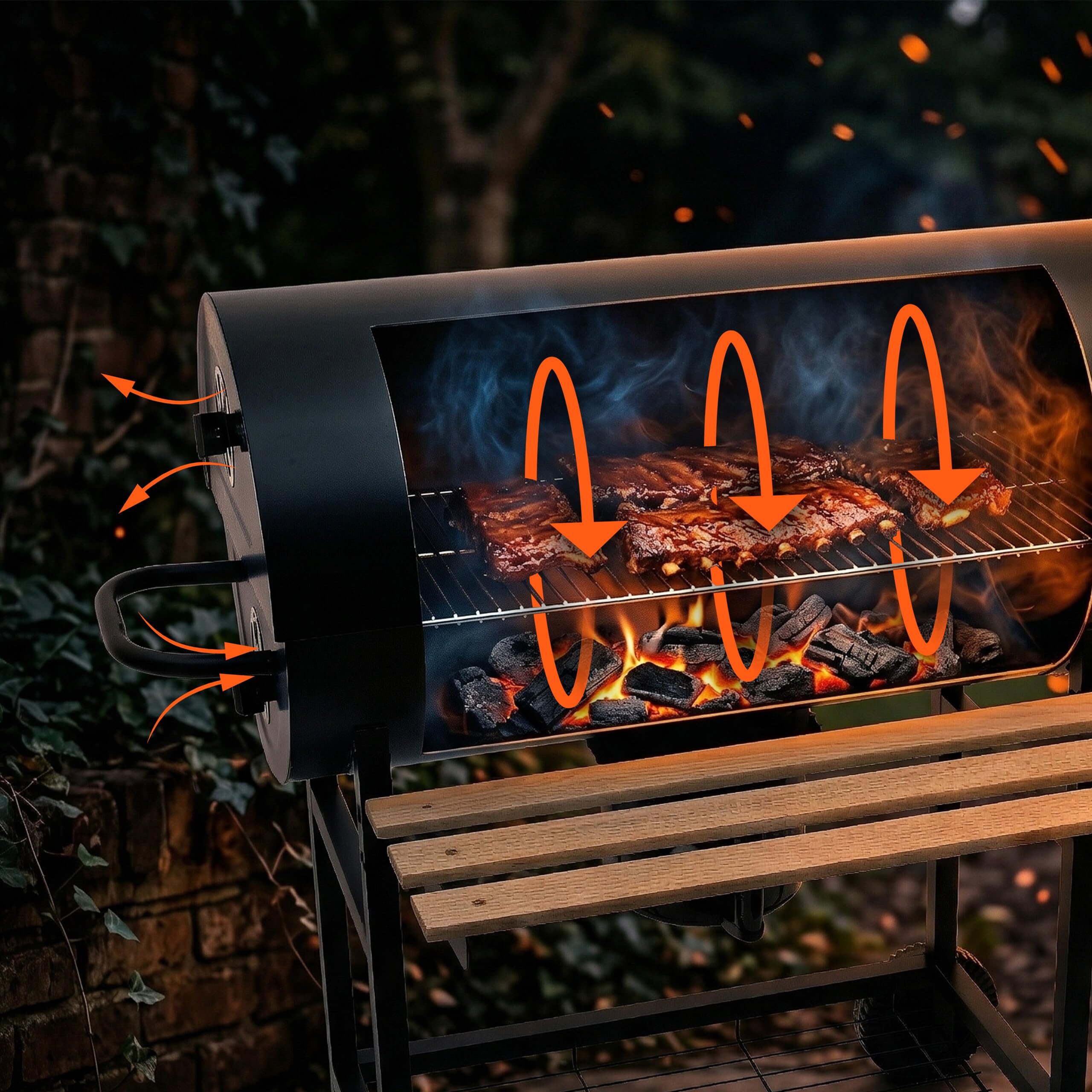 Barbecue a Carbone Relaxdays con Coperchio e termometro, 95x114,5x69 cm, Acciaio Verniciato a Polvere, Carrello