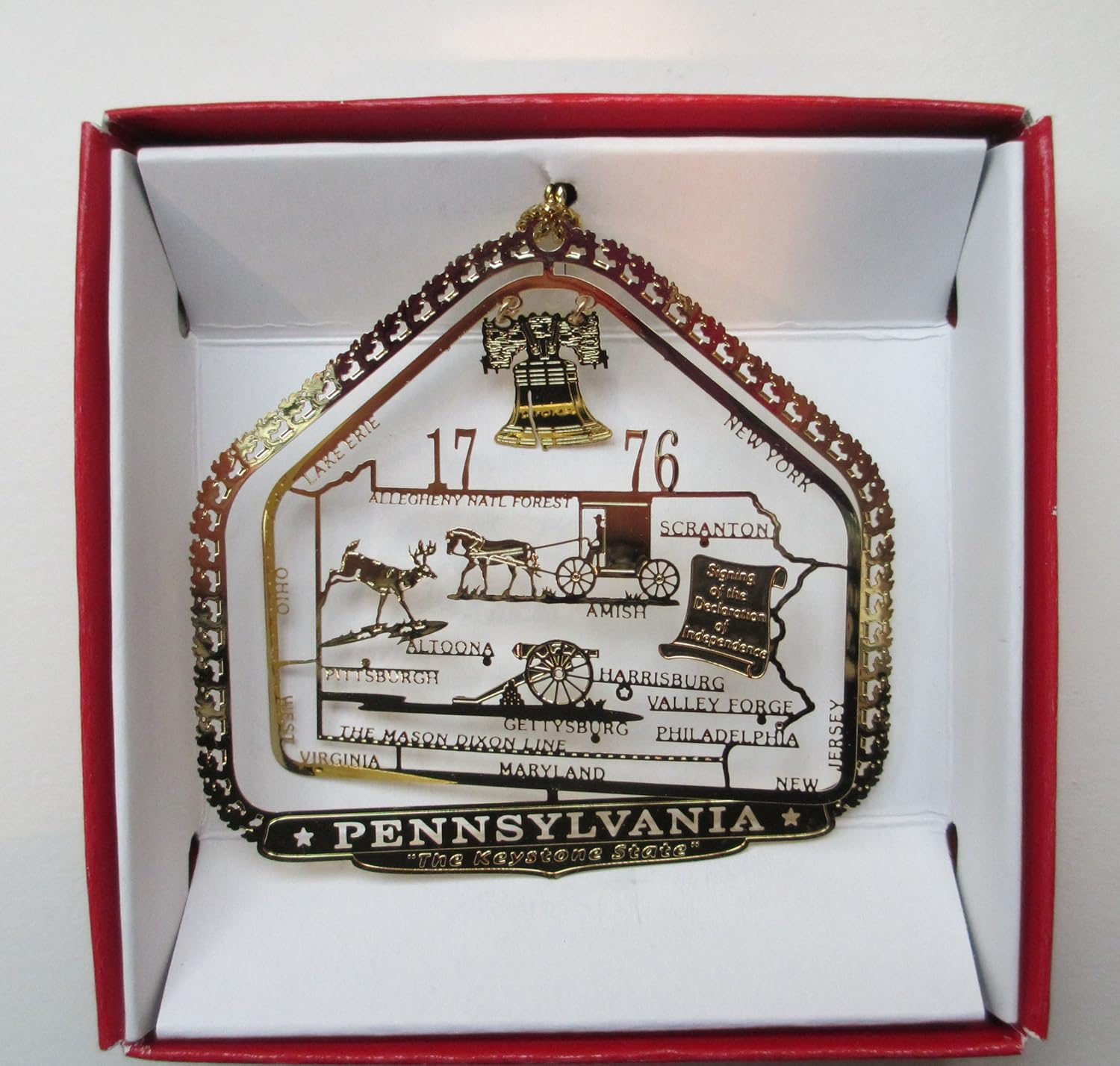 Pennsylvania State Brass Christmas Ornament Souvenir Gift - Image 5