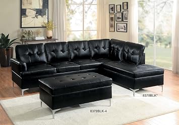 Homelegance Barrington 42 x 25 PU Leather Accent Ottoman, Black