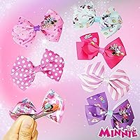 Vista 6 de LUV HER Disney Minnie Mouse - Juego de accesorios para el cabello, 7 lazos de 4 pulgadas, pinzas de cocodrilo, a partir de 3 años