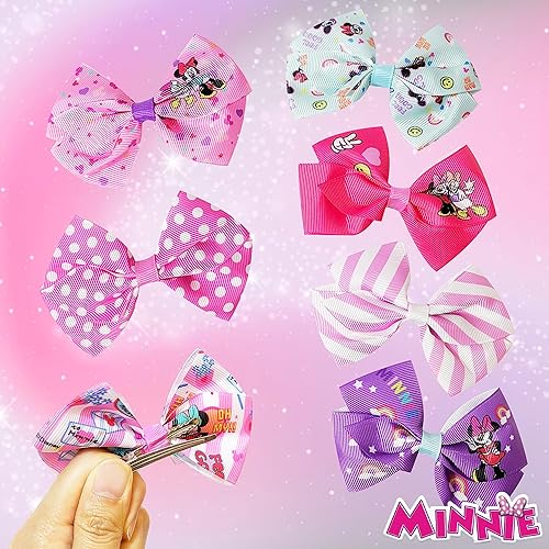Miniatura 6 de LUV HER Disney Minnie Mouse - Juego de accesorios para el cabello, 7 lazos de 4 pulgadas, pinzas de cocodrilo, a partir de 3 años