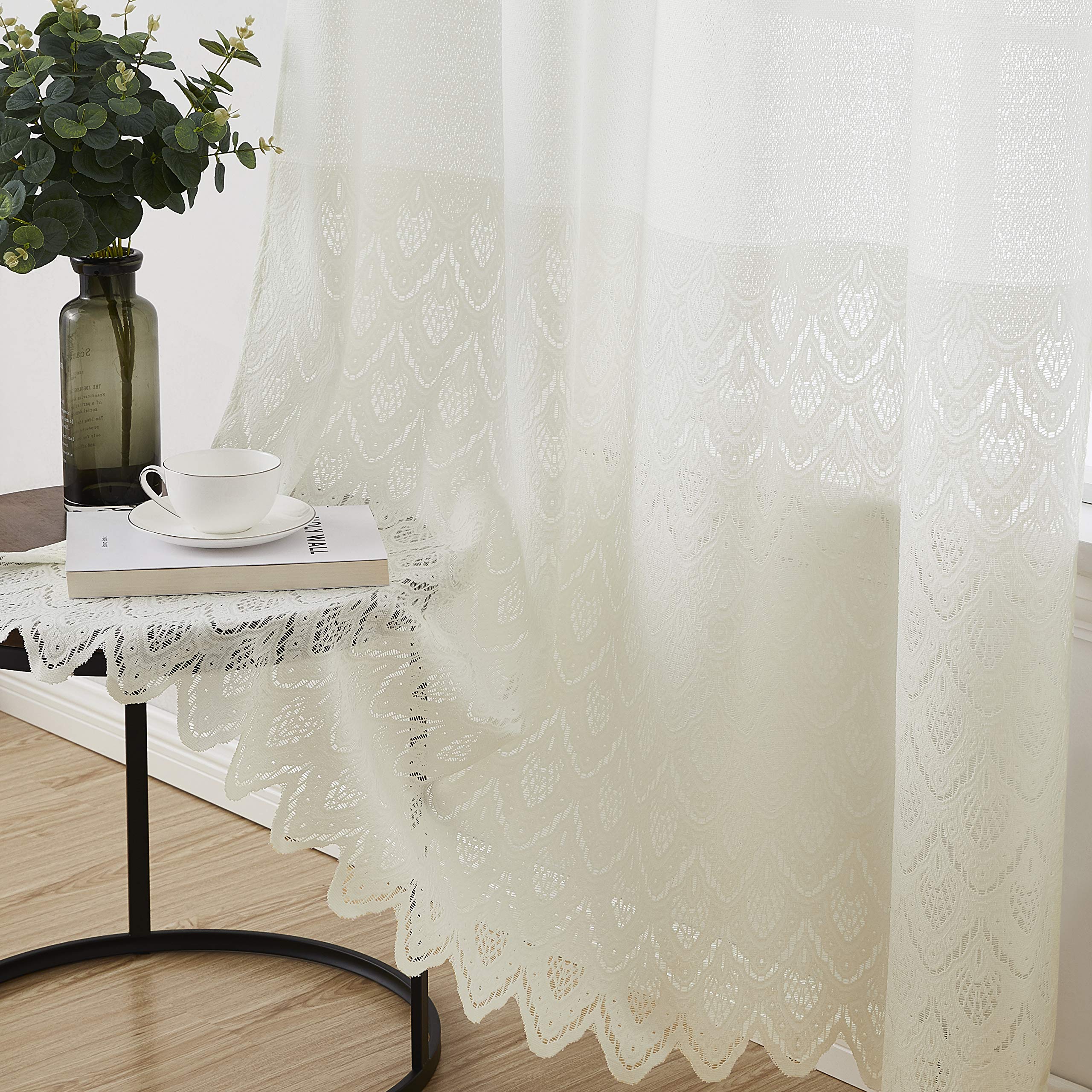 Hlc Me Monaco Premium Soft Decorative Ombre Lace Semi Sheer Light Filtering Rod Pocket Window Treatment