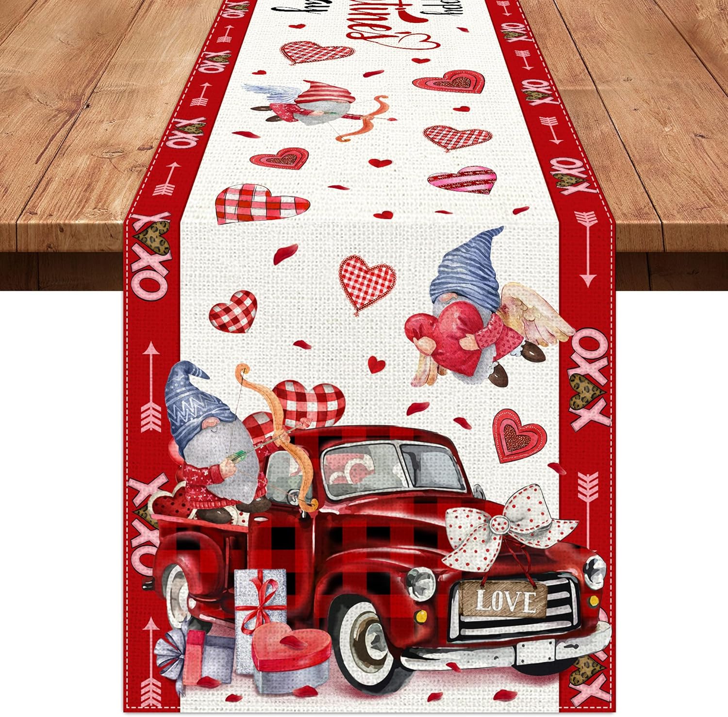 Hexagram Valentines Day Table Runner 13x72 Inches