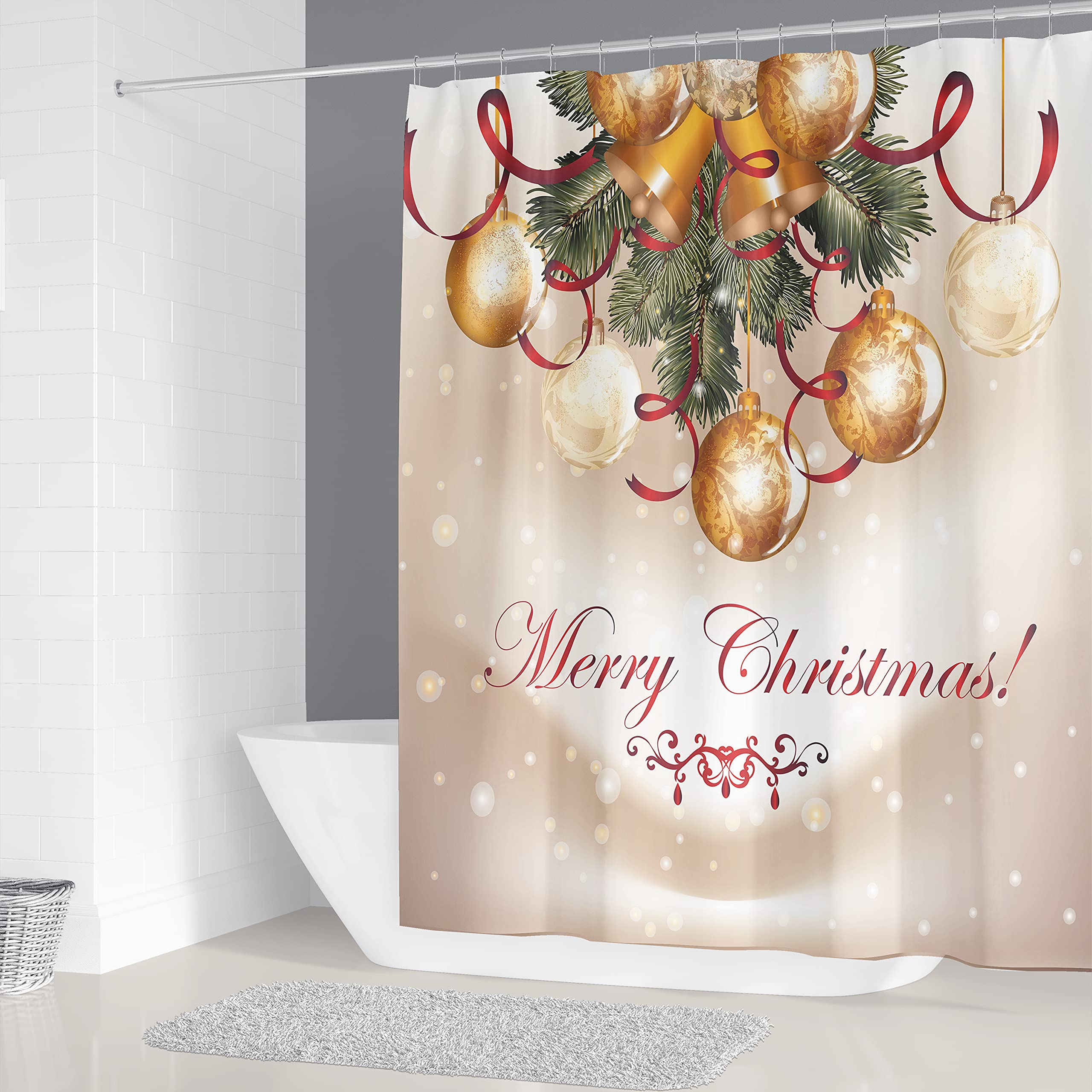 M&W DAS DESIGN Rideau de douche en tissu polyester, avec lignes, anti