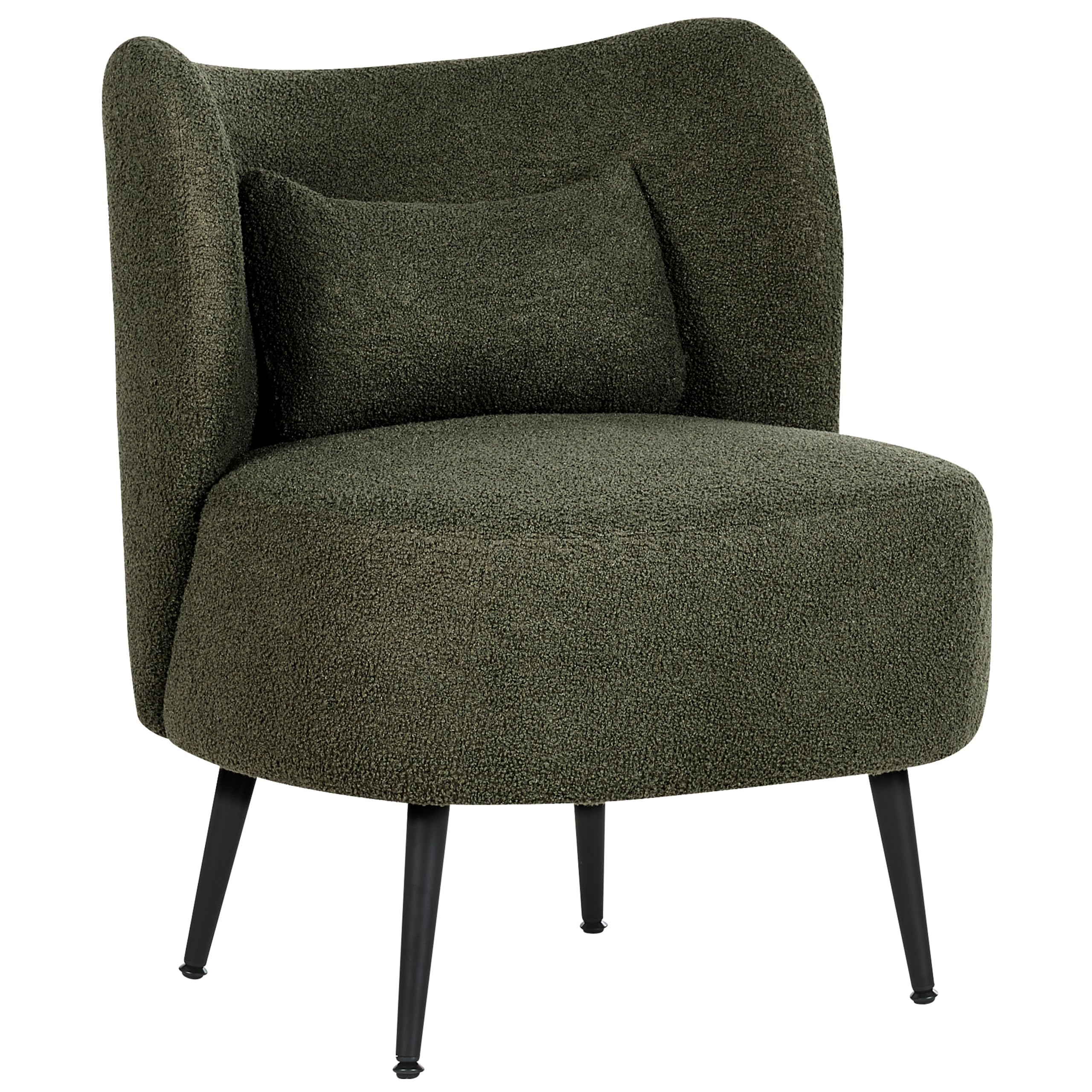 Beliani Wohnzimmer Sessel Gebogene Rückenlehne Glam Design Boucle Polsterung Schwarze Beine Dunkelgrün Otsby
