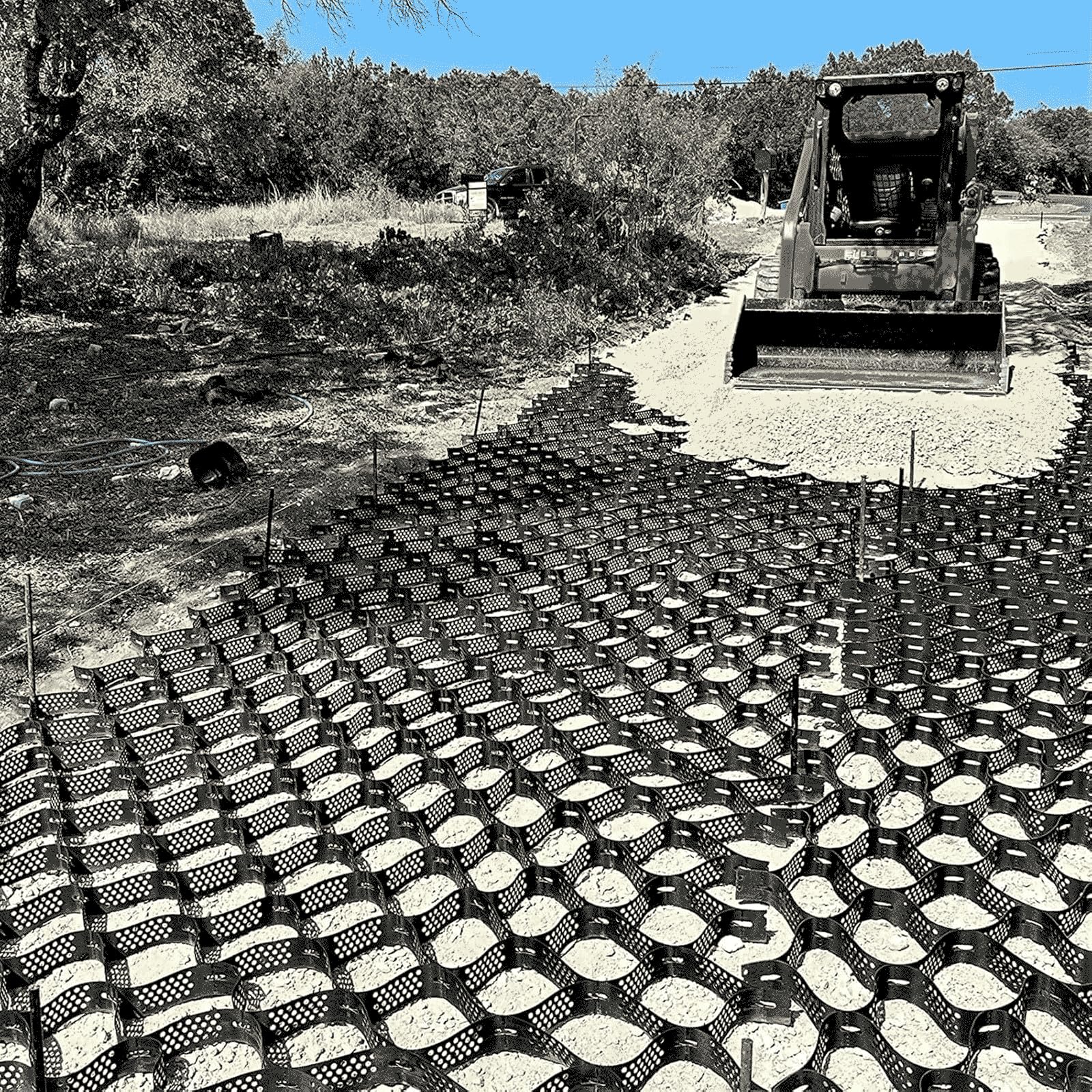 Griglia di Terra Geogriglia da 2 Pollici di Altezza, Griglie Stabilizzatrici in Ghiaia di Piselli per Vialetti di Accesso, Sistema di Pavimentazione Permeabile(1x2m(3.3x6.5ft))