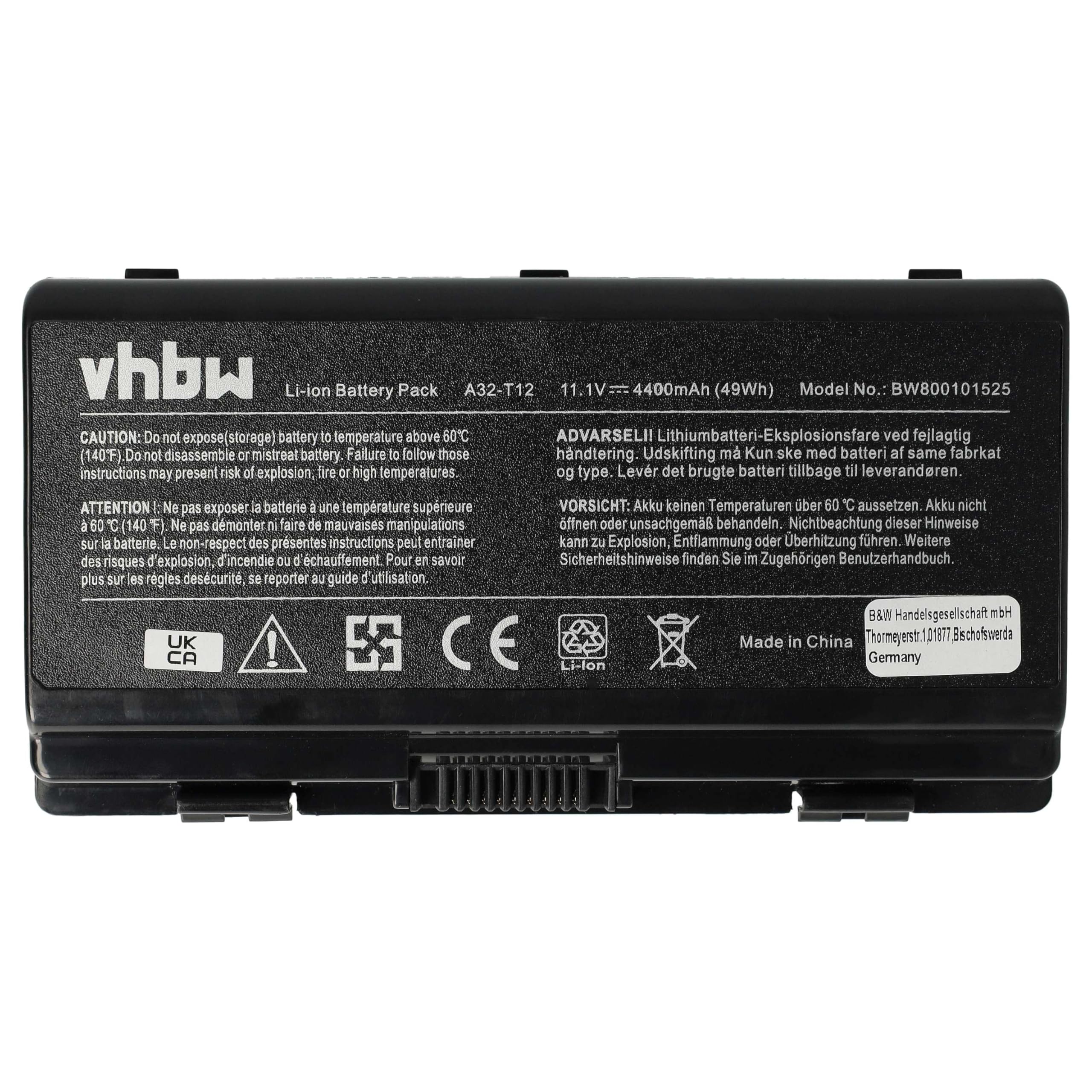 vhbw Accu compatibel met Packard Bell MX35, MX36, MX45, MX51, MX52, MX65, MX65-042, MX66, MX66-207 Notebook (5200mAh, 11.1V, Li-Poly, zwart