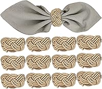 Vista 18 de Juego de 12 servilleteros bohemios elegantes, de rayón tejido a mano, color beige, resistente al desgaste, decoración de mesa para bodas, Navidad