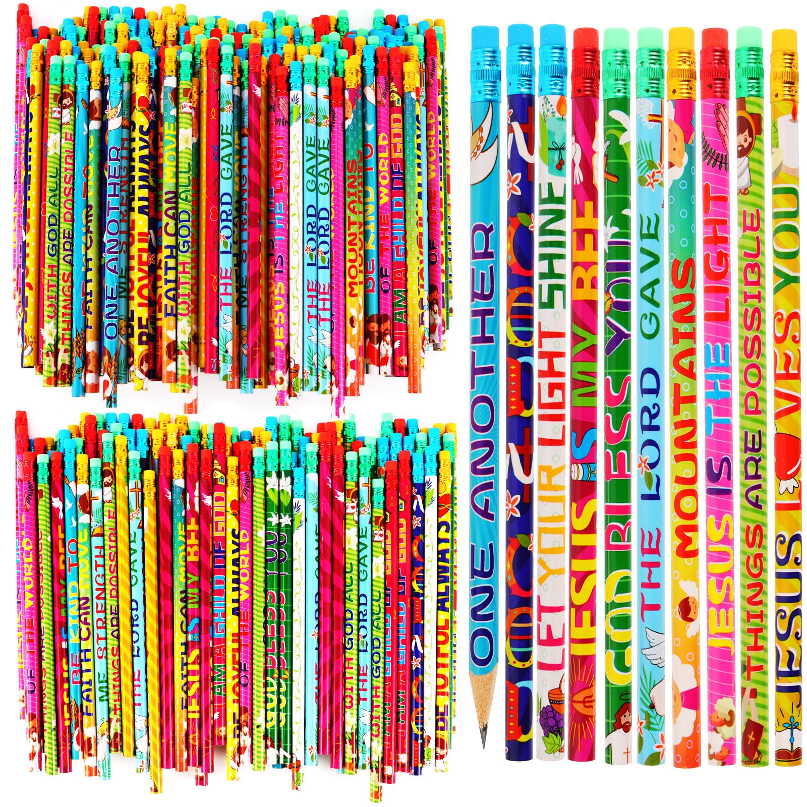 Kolewo4ever 200 Pieces Bible Verses Pencils Religious Pencil Christian Pencil with Inspirational Scripture for Students Teacher Classroom Religious School Supplies,20 styles
