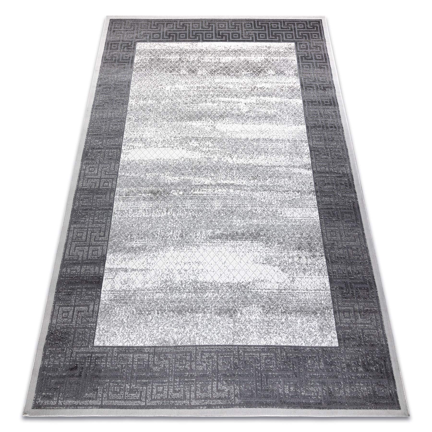 Tapis de salon moderne 140x190 cm à poil court et long gris vintage grec
