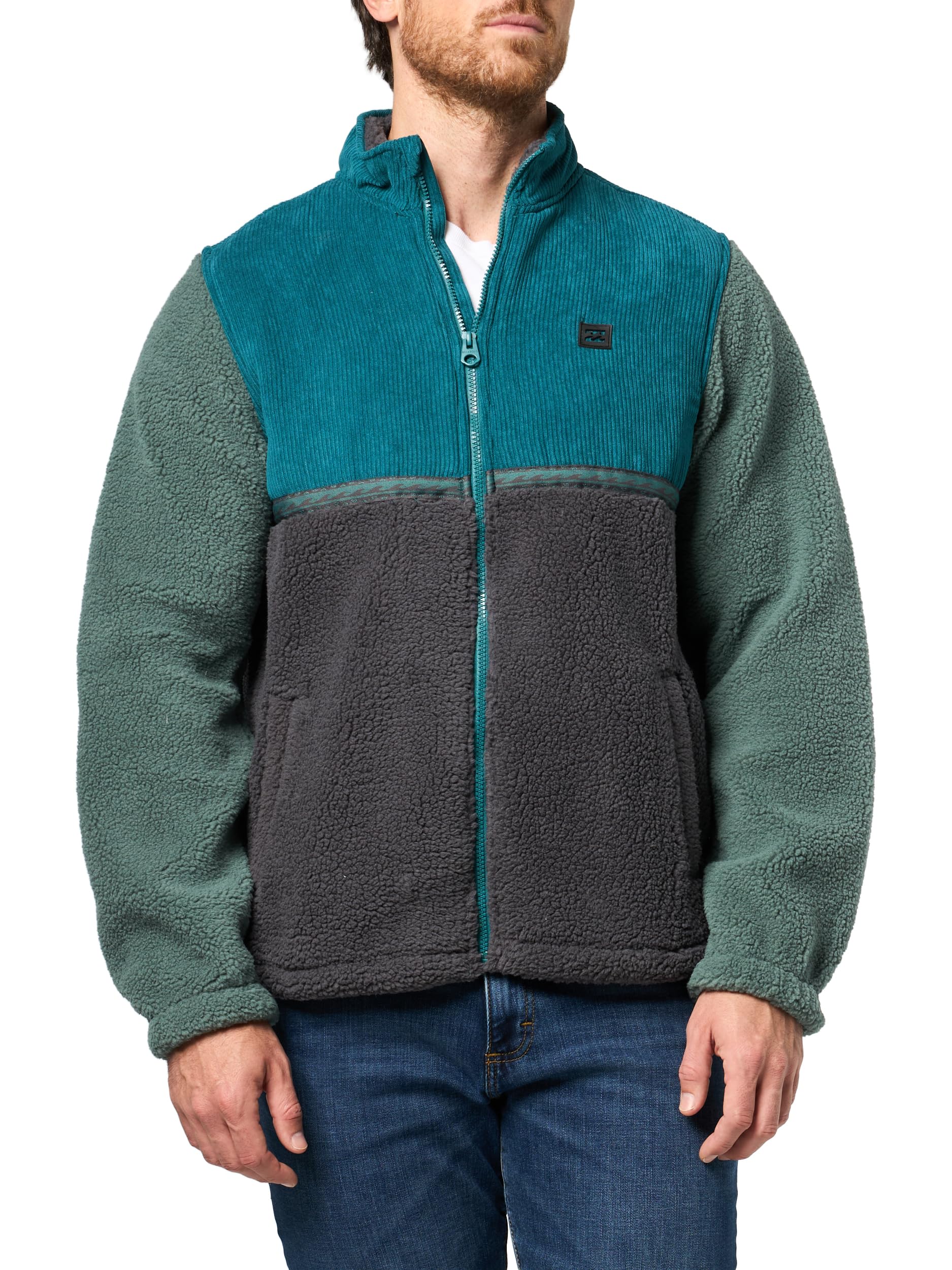 �️Billabong Mens Full Zip Mock Neck Sherpa Jacket, Charcoal Grey, L — fashion deal