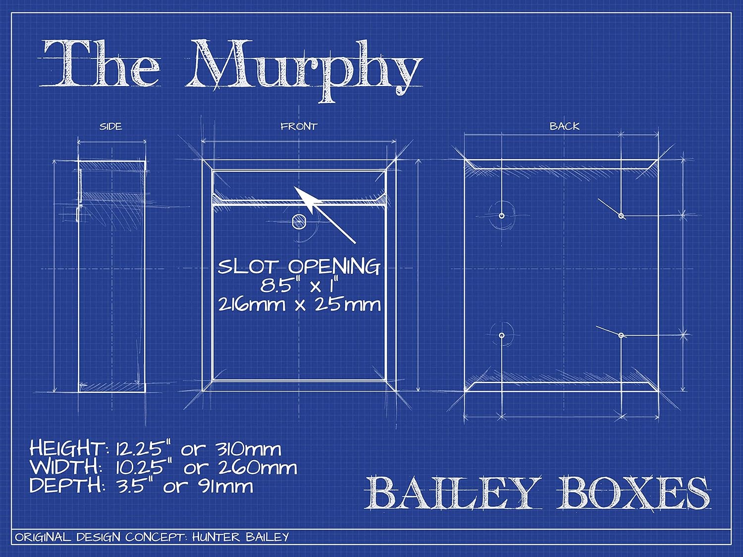 BAILEY BOXES - 12.25" H x 10.25" W x 3.5" D - Wall Mounted Locking Architectural Mailbox - The Murphy