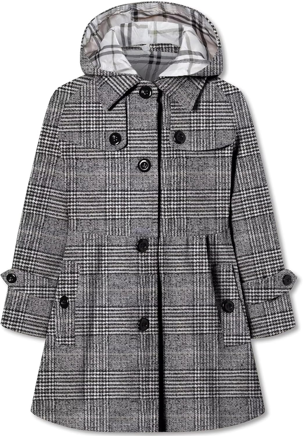 Betusline Girls' Dress Coat, Kids Hoodie Wool Blend Coats Fall Winter Outerwear Peacoat,2-14 Years