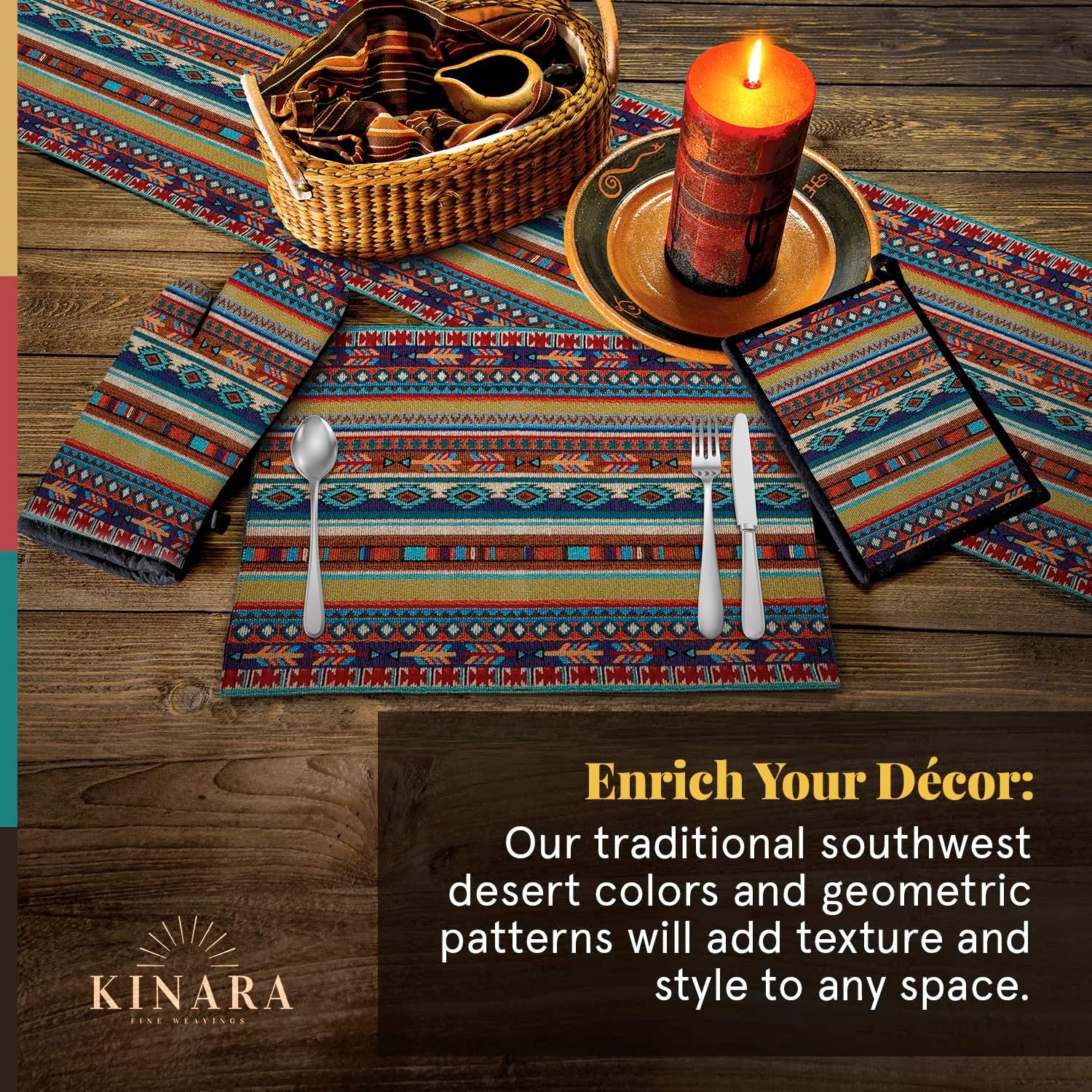 Kinara Native Blanket Table Runner – Southwestern Native American Design – Beautiful and Unique Pattern – Fine Weaving 12.25x72 inch.